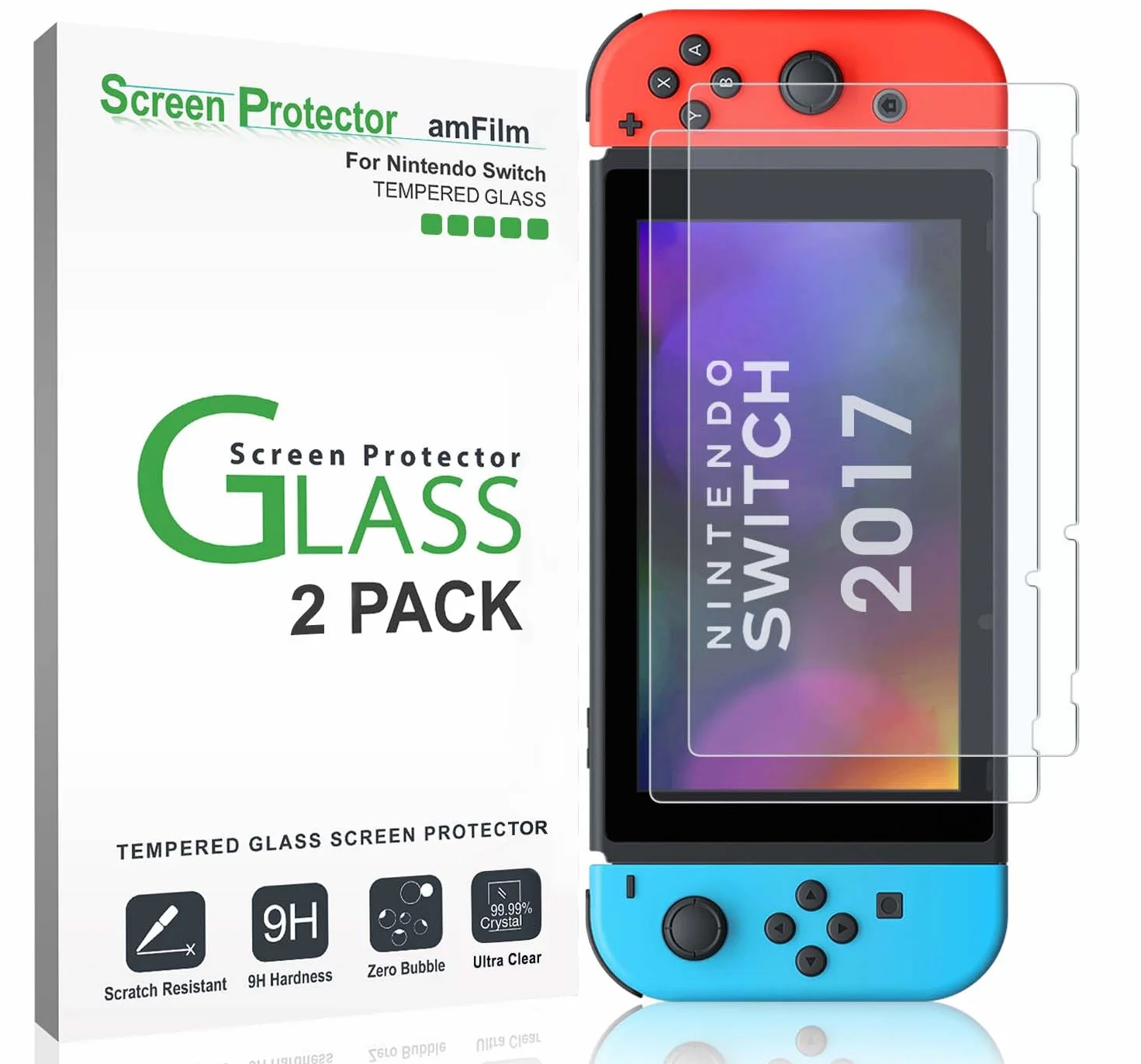 amFilm Ochraniacz Ekranu (2 sztuki) Zastosuj do Switch, amFilm Szkło Hartowane Ochraniacz na Ekran Zastosuj do Switch (2017)