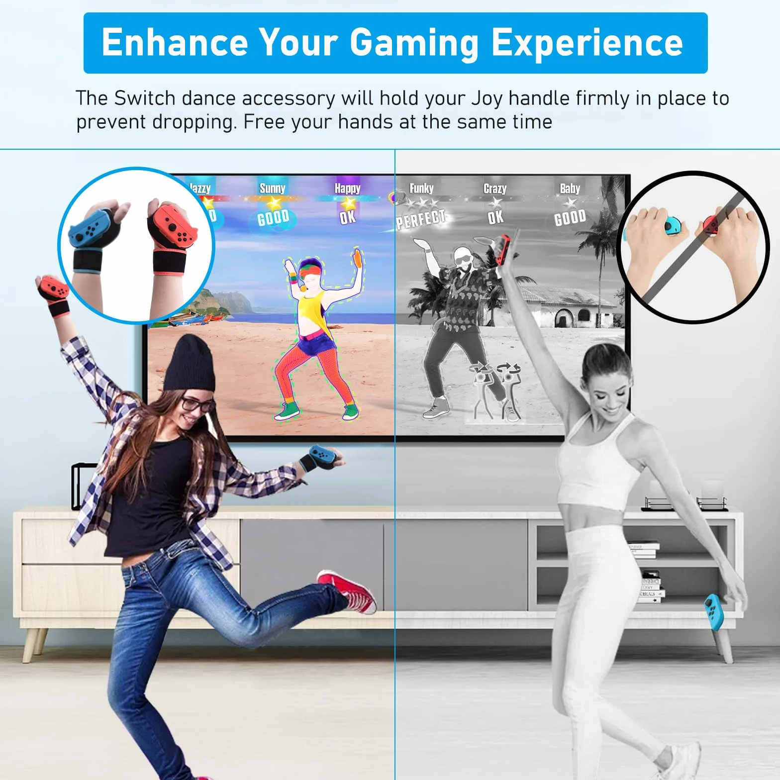 Regulowany Pasek na Nadgarstek do KontroleróW Switch Joy Con, Kompatybilny z Akcesoriami Just Dance 2024 2023 2022 2021 i Zumba Burn It Up Switch. Odpowiedni dla DorosłYch i Dzieci