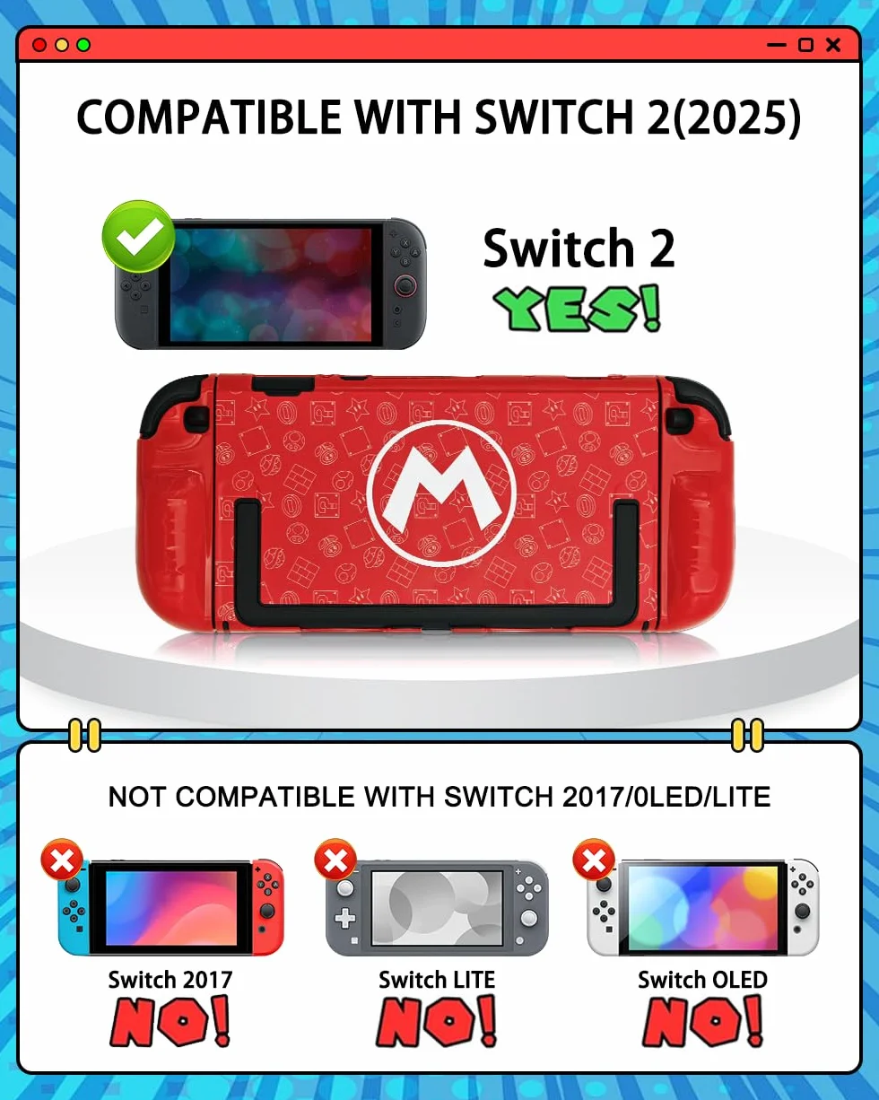 Slim Cover for Nintendo Switch 2 case, Joy-Con split design, Hard Slim Lightweight Anti-Scratch Full Protective Dockable Switch 2 Controller Case Shockproof Non-Slip for Switch 2 Accessories