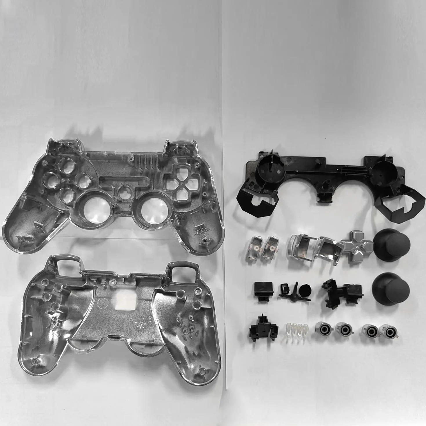 OSTENT Full Controller Shell obudowa Button Kit kompatybilny z kontrolerem Sony PS3 Bluetooth - kolor srebrny
