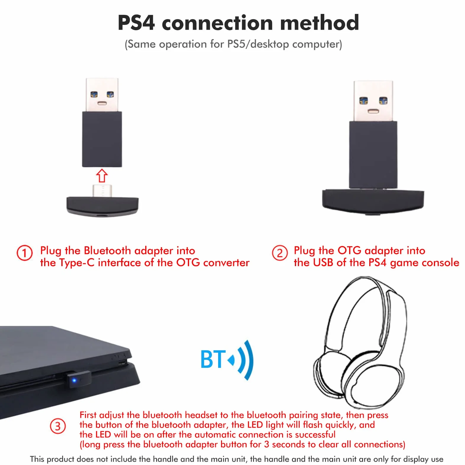 Nikou PS4 adapter Bluetooth, bezprzewodowy odbiornik audio PS5 Bluetooth 5.0 nadajnik PC gra muzyka adapter do słuchawek
