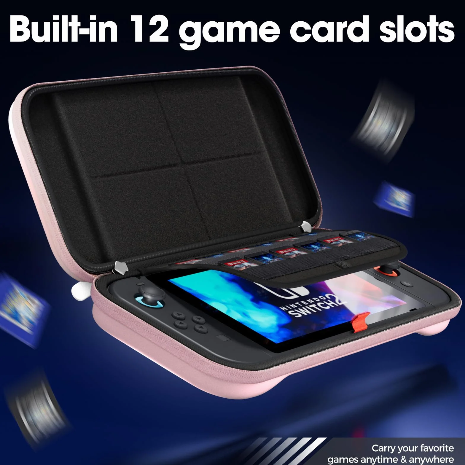 ProCase Leicht Tragetasche for 2025 Nintendo Switch 2, z 12 przegródkami na karty do gier, schutzhülle na konsolę i akcesoria - Rosa, schlank