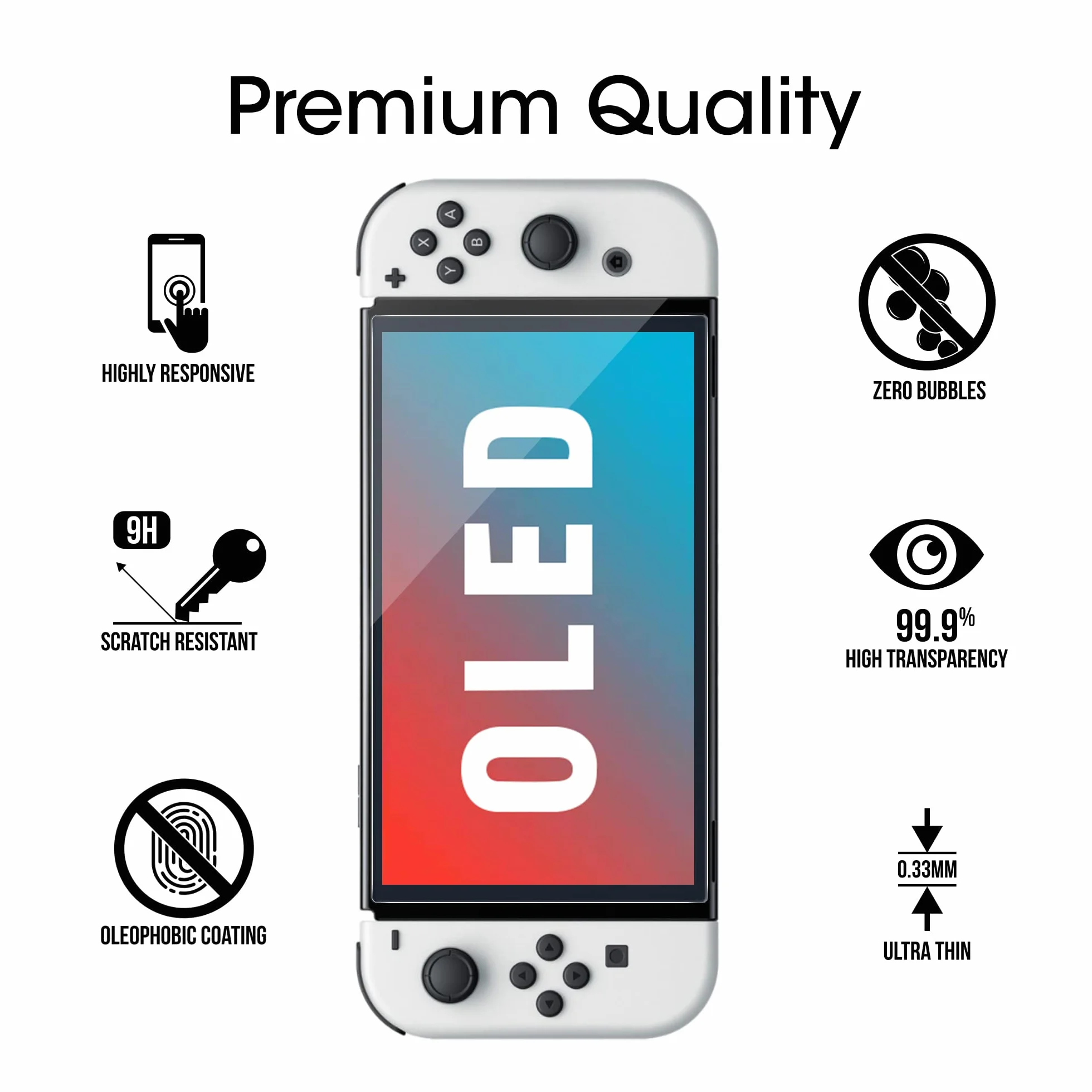 amFilm Ochraniacz ekranu 3 Sztuki do Nintendo Switch OLED Model 2021, amFilm Szkło Hartowane Ochraniacz Na Ekran do Nintendo Switch OLED