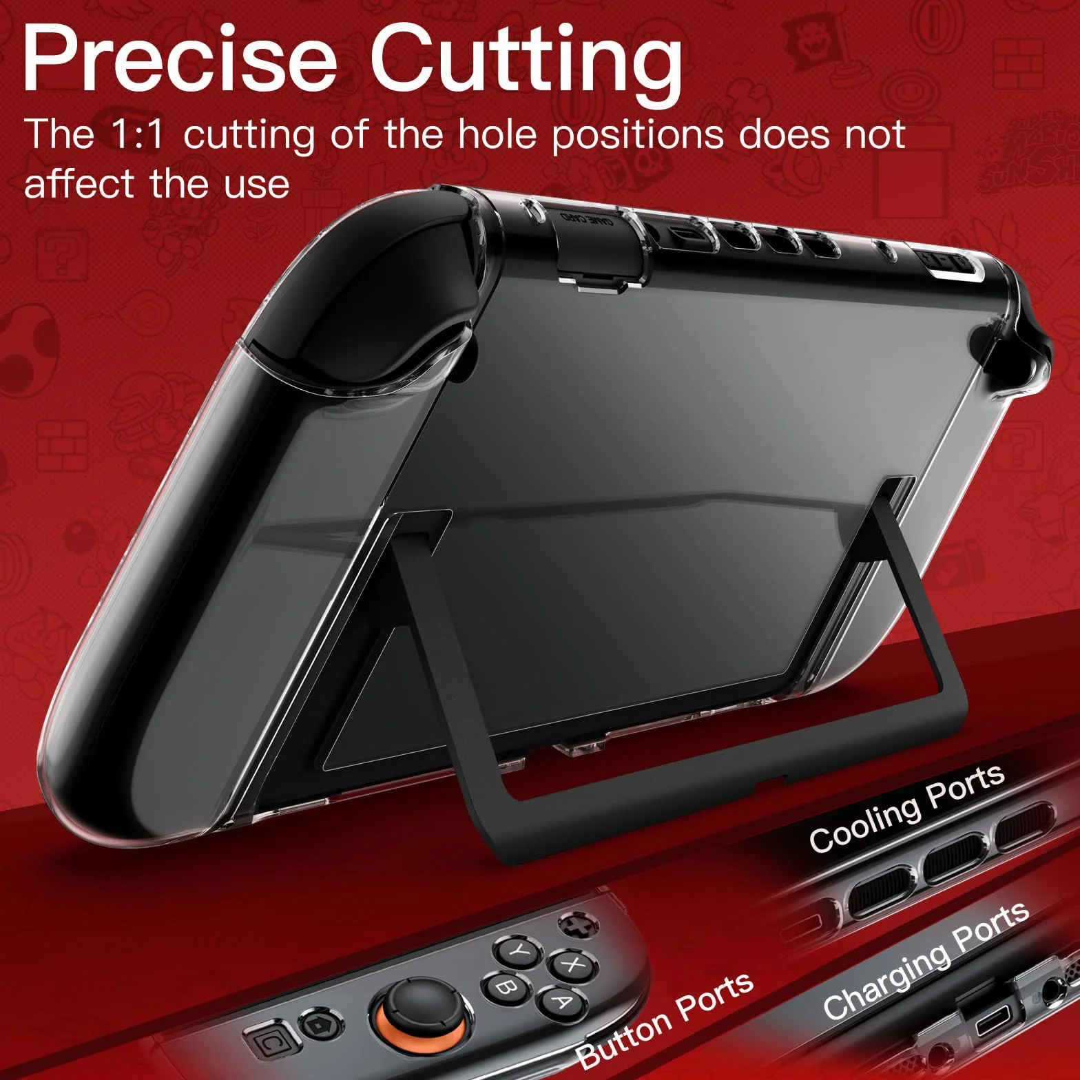 JETech Przezroczyste Dokowalne Etui dla Nintendo Switch 2 (2025) 7,9 Cala, Miękka Osłona Chwytu TPU dla Joy-Con Odłączanego, Szczupły Niosąc Ochronną PC Tylna Skorupa