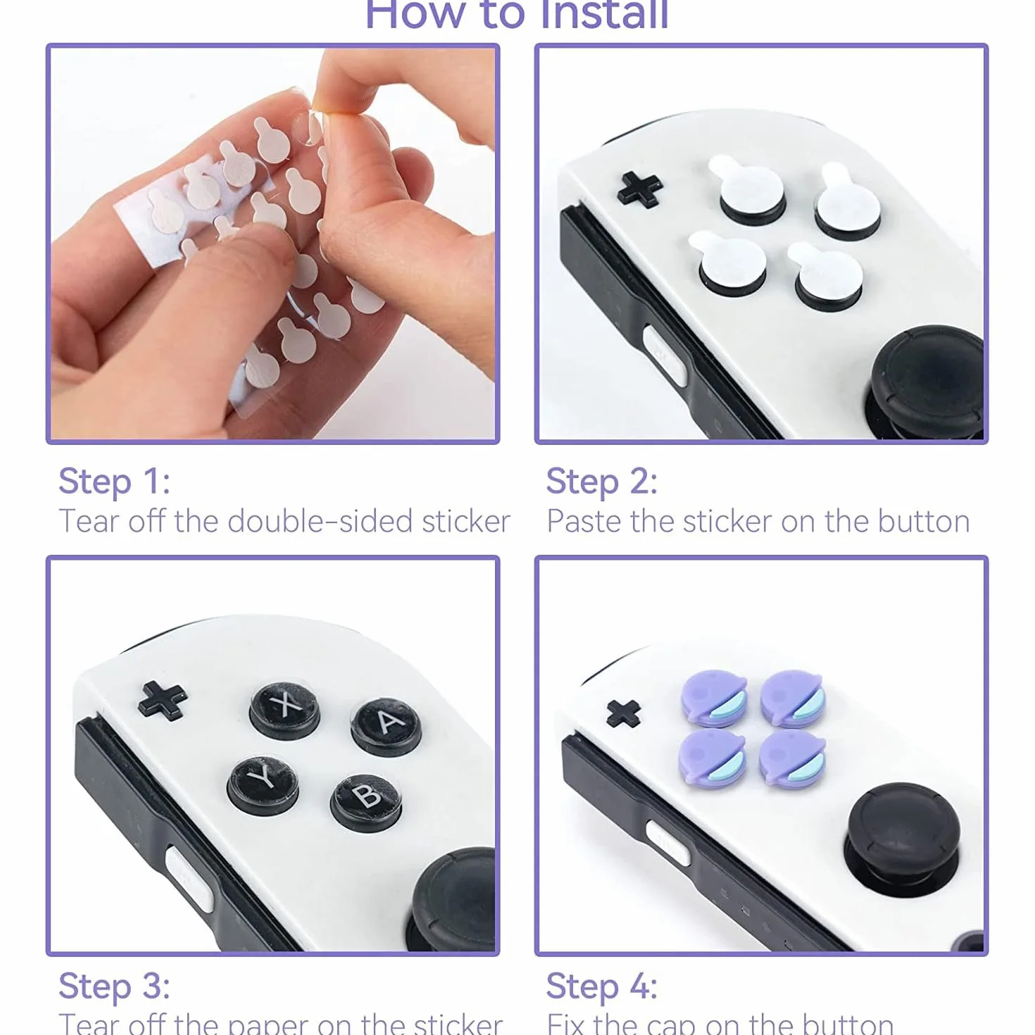 GeekShare Cute Cross D-Pad Button Caps Silicone Thumb Grips Set, ABXY Key Buttons Sticker Joystick Cover Caps Compatible with Switch/OLED - Happy Planet