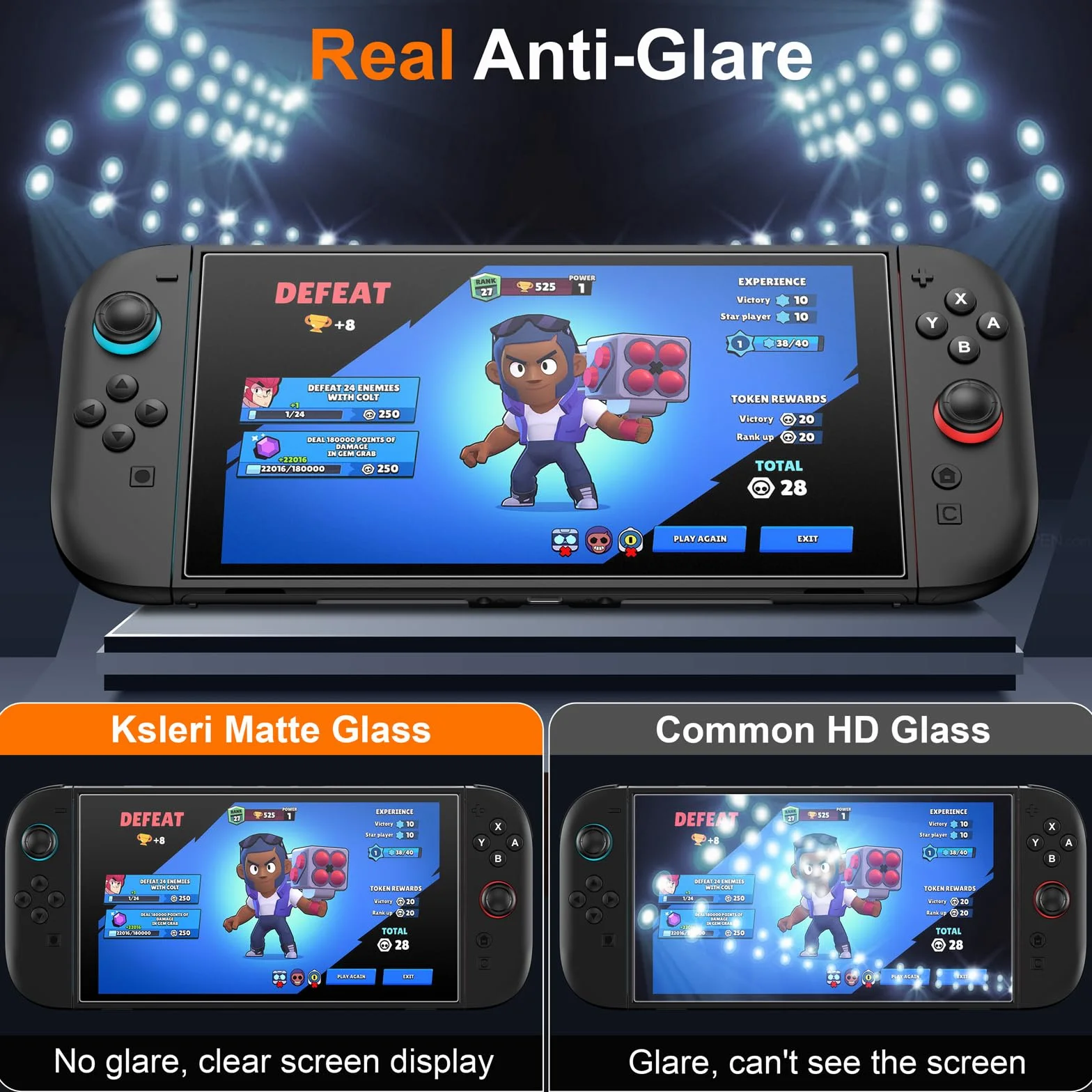 Matowe szkło ochronne do Nintendo Switch, 9H Matte Screen Protector Anti-Fingerprint & ochrona przed oślepieniem (2025, 2 sztuki)