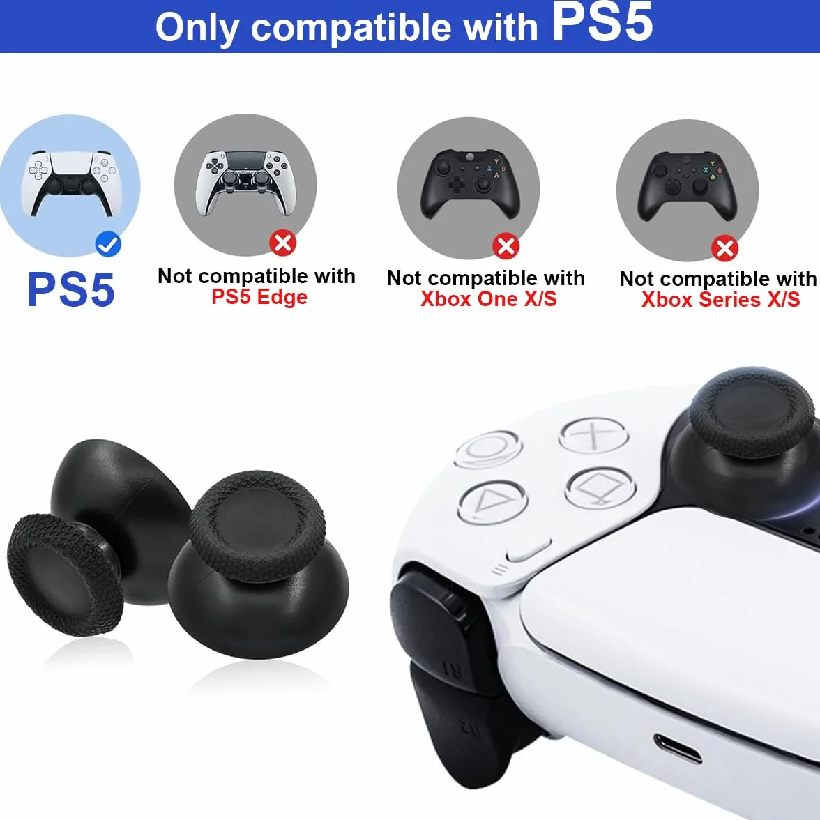 Hall Effekt Sticks kompatybilne z Play Station 5 PS5, elektromagnetyczny joystick zamiennik z 4 nakładkami na kciuk, zamiennik trymera, potencjometru, zestaw czujników, zestaw wymienny