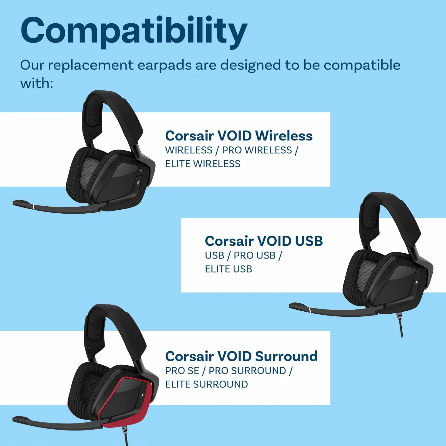 Zapasowe Nausznik do Corsair Void Elite Wireless/Pro/SE/Surround/Elite/Void, Wired & Wireless RGB Gaming Słuchawek od MMOBIEL - Mesh Fabric Wymienna Poduszka Uszu - Pady Nauszne - Szary