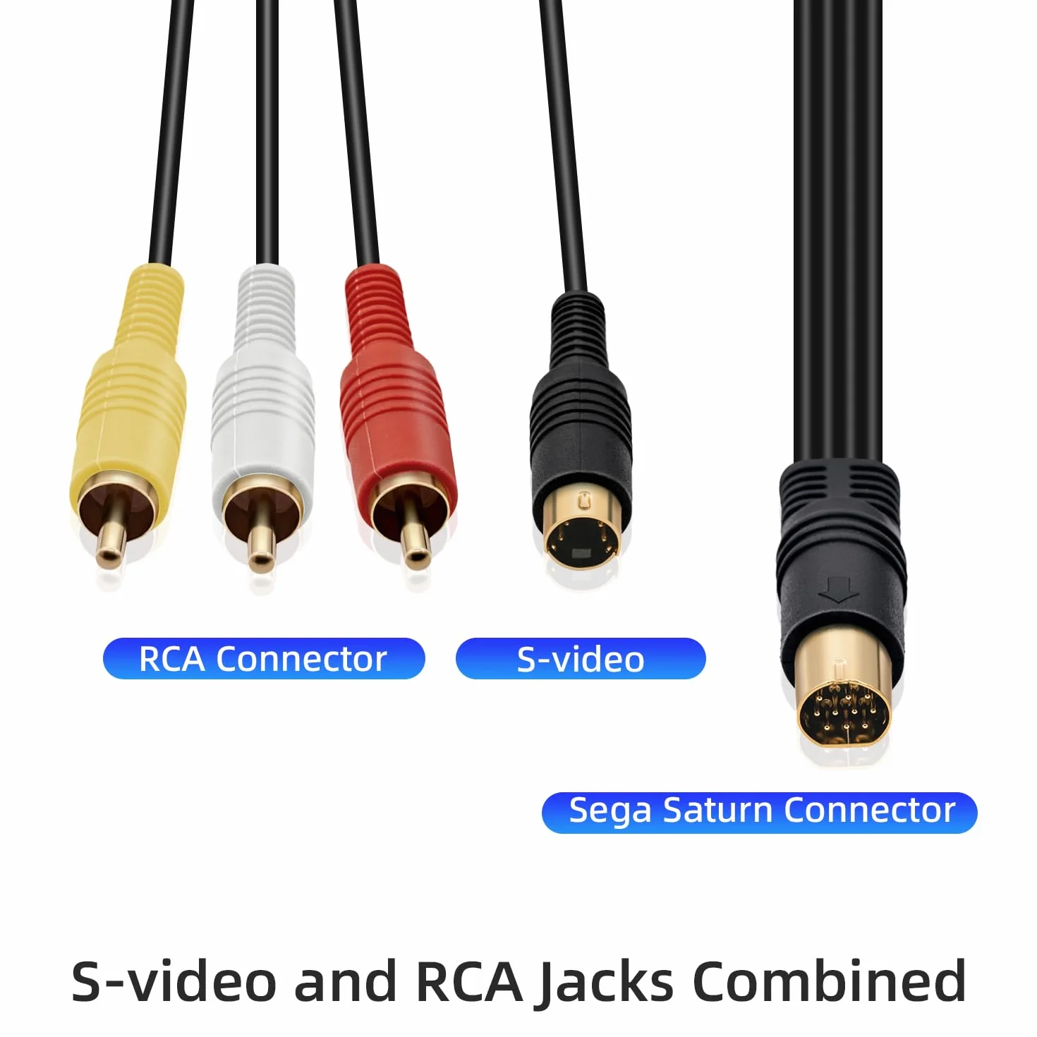 Mcbazel Pozłacany kabel adapterowy S-AV video audio do Sega Saturn