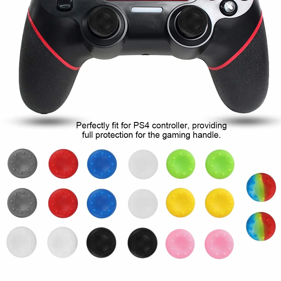 20 sztuk kolorowy silikonowy uchwyt na kciuk analogowa nasadka na joystick antypoślizgowy kontroler do gier nakładki na joystick na PS4 / PS3 / Xbox
