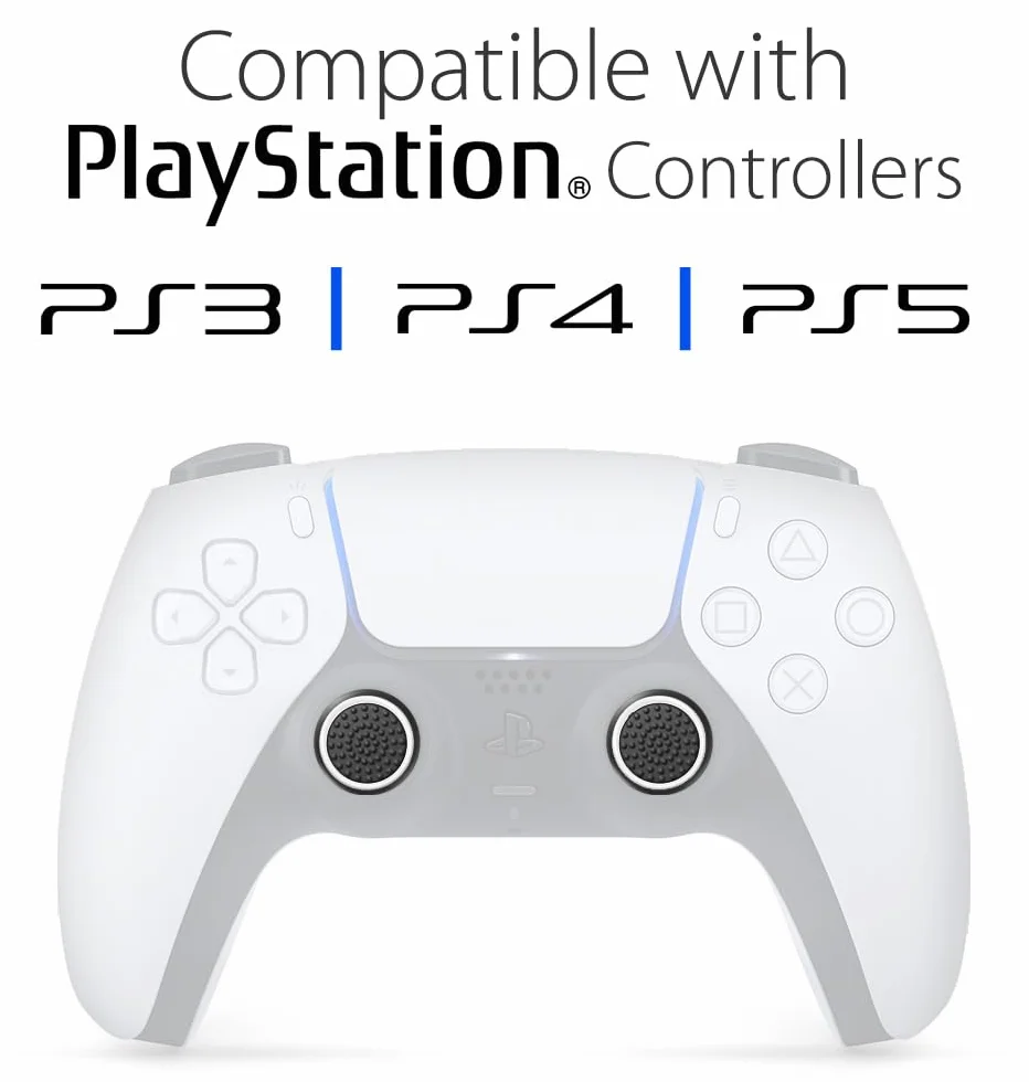 Fosmon Kij analogowy, joystick, nasadki Thumbstick, nakładka ochronna, uchwyty, nakładki silikonowe do PS4 | PS3 | Xbox ONE/ONE S | Xbox 360 | Nintendo Wii U Controller, Gamepad – biały/czarny – 2