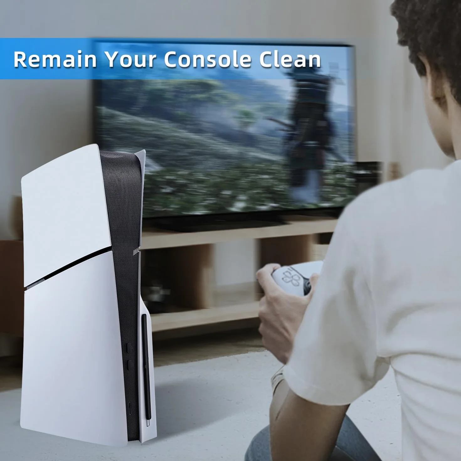 Mcbazel PS5 Slim osłona przeciwpyłowa z filtrem bocznym, osłona przeciwpyłowa 8 w 1 i zatyczki przeciwpyłowe do konsoli PlayStation 5 Slim Disc i Digital Edition