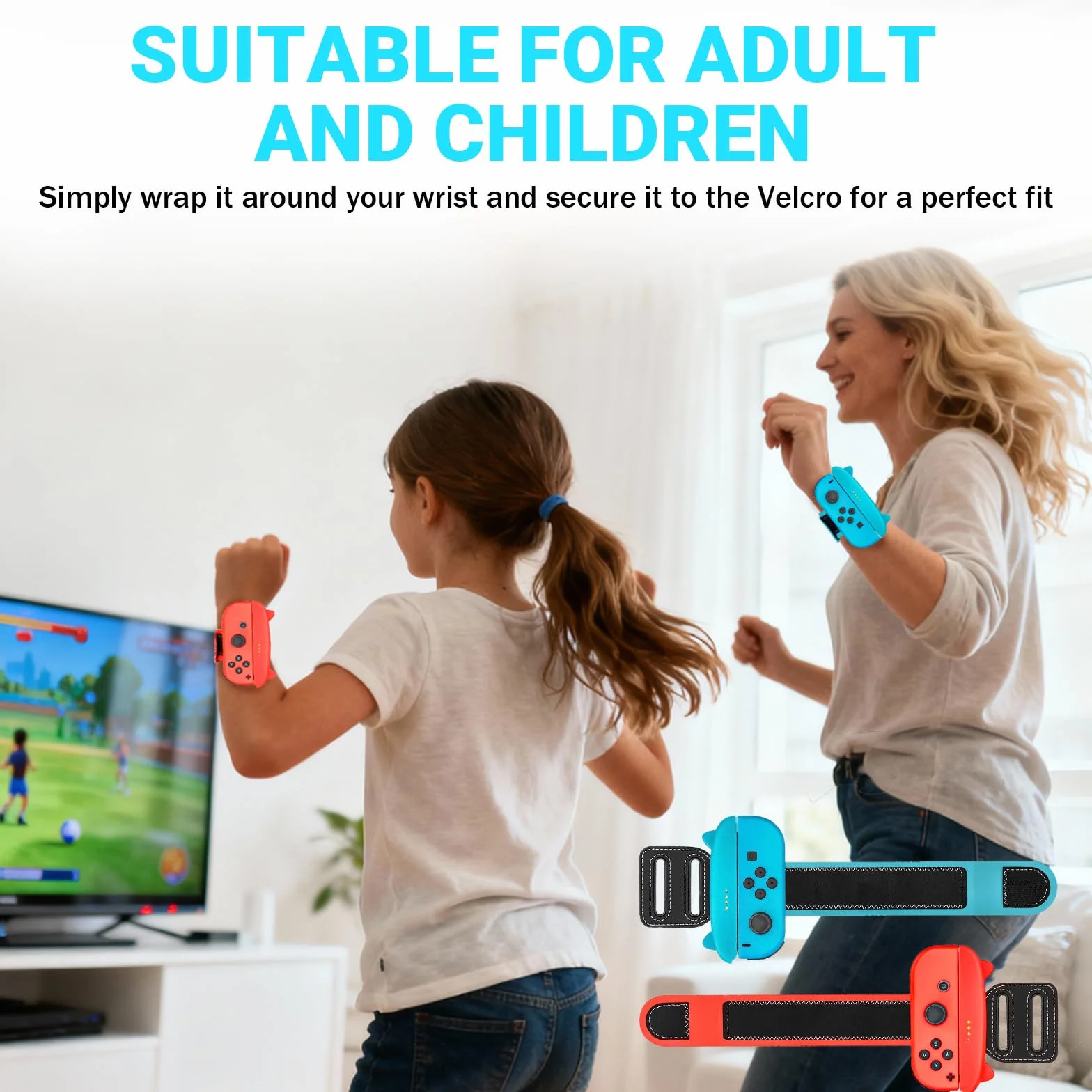 Zorplex 2 Stück Verstellbare Handgelenksbänder Kompatybilny z Nintendo Switch OLED, 2 in 1 Elastische Armbänder Kompatibel z Just Dance für Erwachsene und Kinder [Nintendo DS]