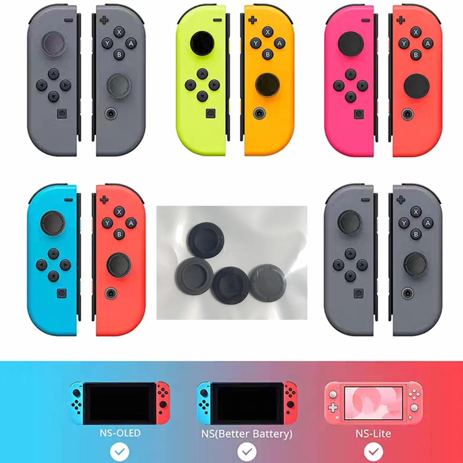 6 nakładek joystick do Nintendo Switch/Lite/OLED, uchwyty na kciuk do Nintendo, silikonowe uchwyty Thumb Grip, Thumbstick Grip Switch Lite, akcesoria Nintendo Switch, nakładki na kciuki, czarne