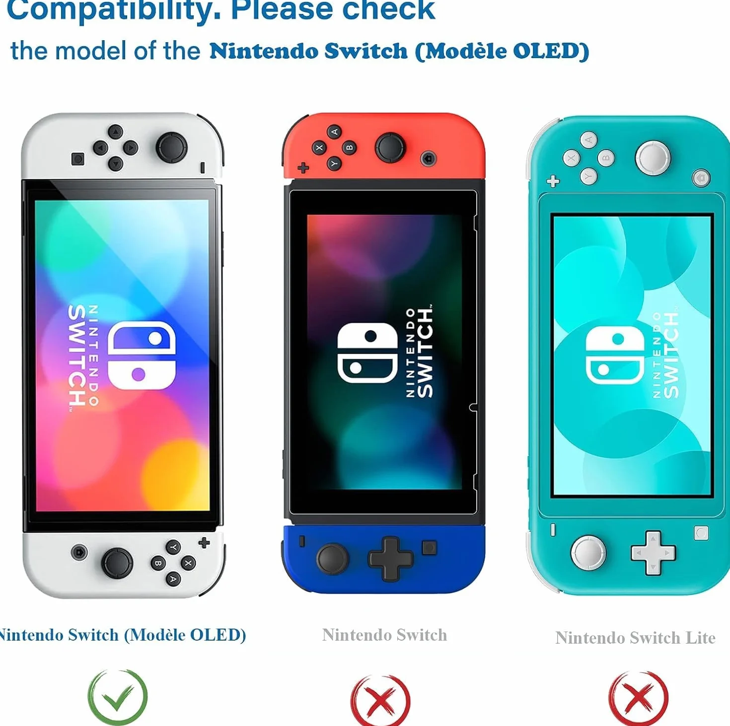 NEW'C 3 Sztuki Szkło dla Nintendo Switch (model OLED) Hartowane i Folia Ochronna Ochraniacz Ekranu - Bez pęcherzyków powietrza, odporność na zarysowania