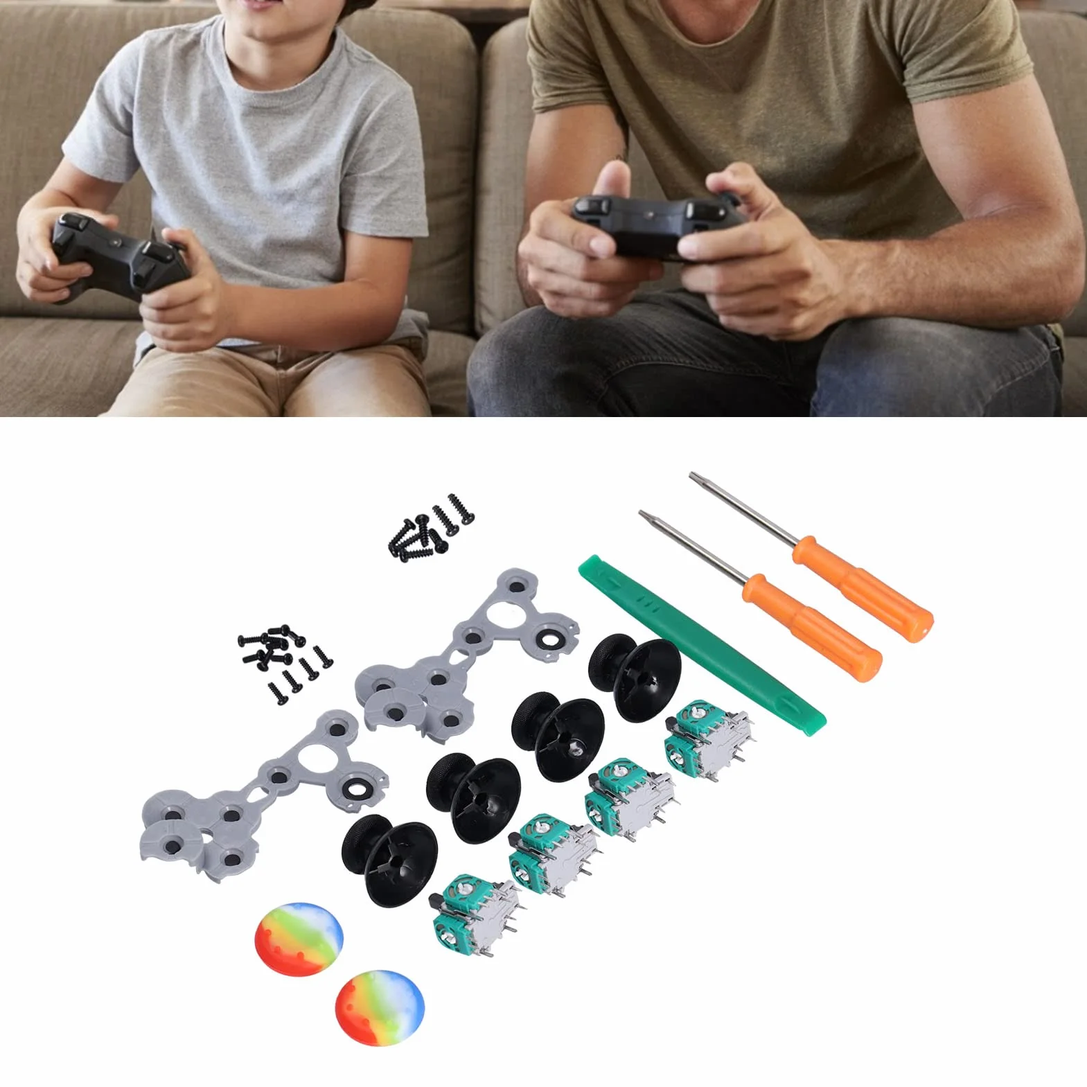 QM21070941 Zestaw Joysticka Analogowego do Kontrolera do One, Zamienne Części Naprawcze Moduł Czujnika 3D Drążka Kciuka z Zestawem Narzędzi do śrubokrętów do Konsoli One/S/X