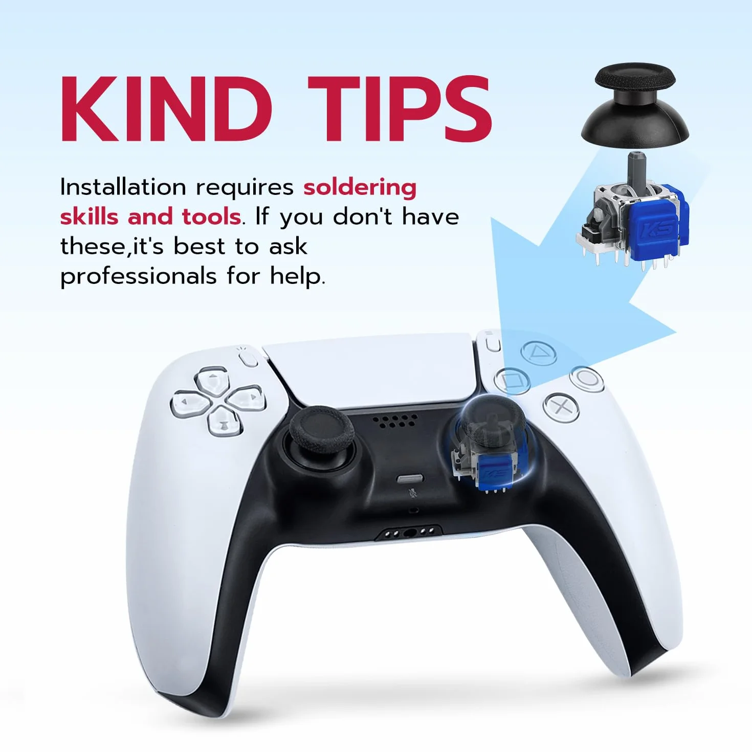 Tolesum Zestaw zamienny analogowego joysticka TMR Effect do kontrolera Dual Sense PS5 z narzędziami naprawczymi (wymagane spawanie) Bez dryftu – czarny