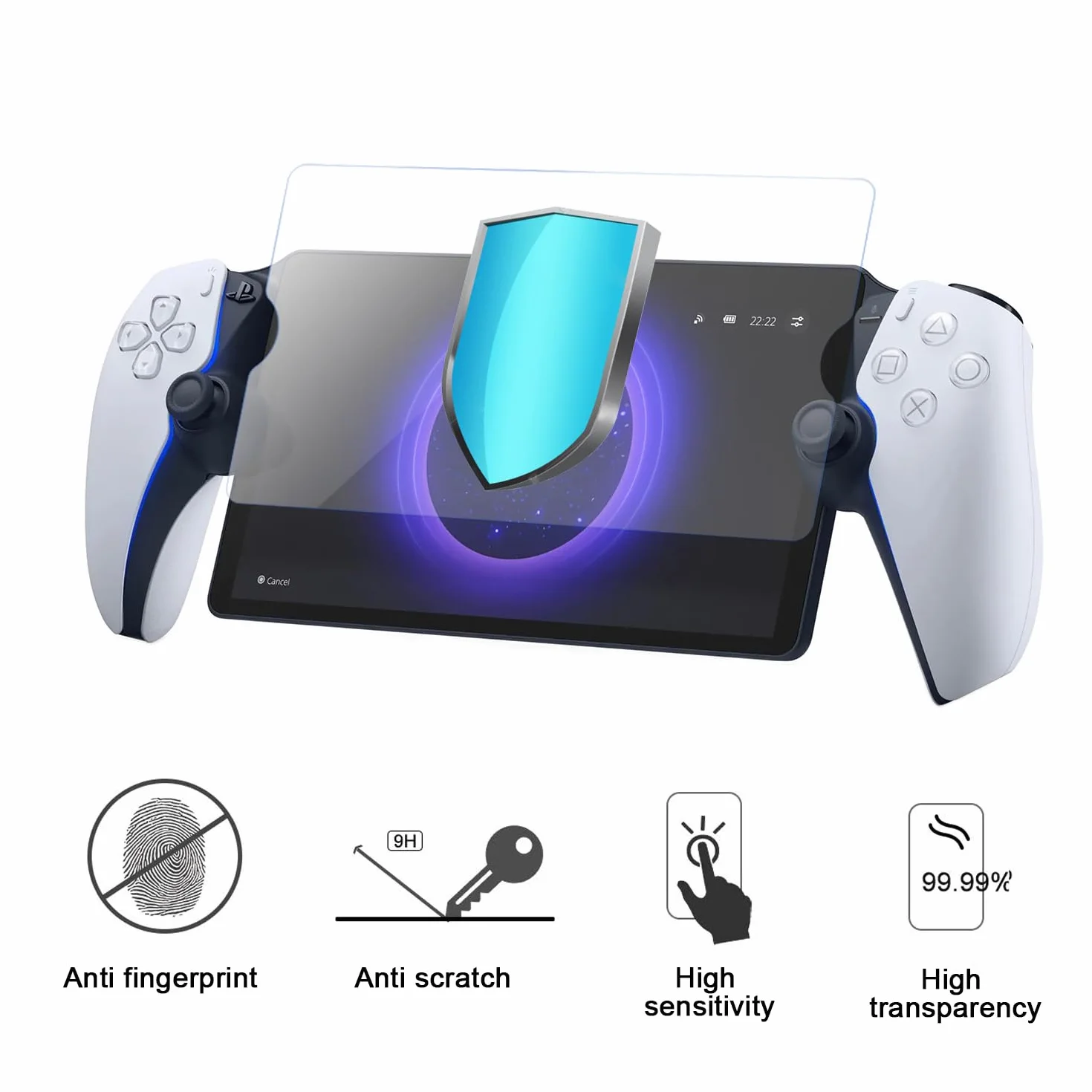 3 sztuki kompatybilnych z Sony PS5 PlayStation Portal, wodoszczelna folia ochronna na wyświetlacz ze szkła, ochrona przed zarysowaniami, folia ochronna na portal PS5