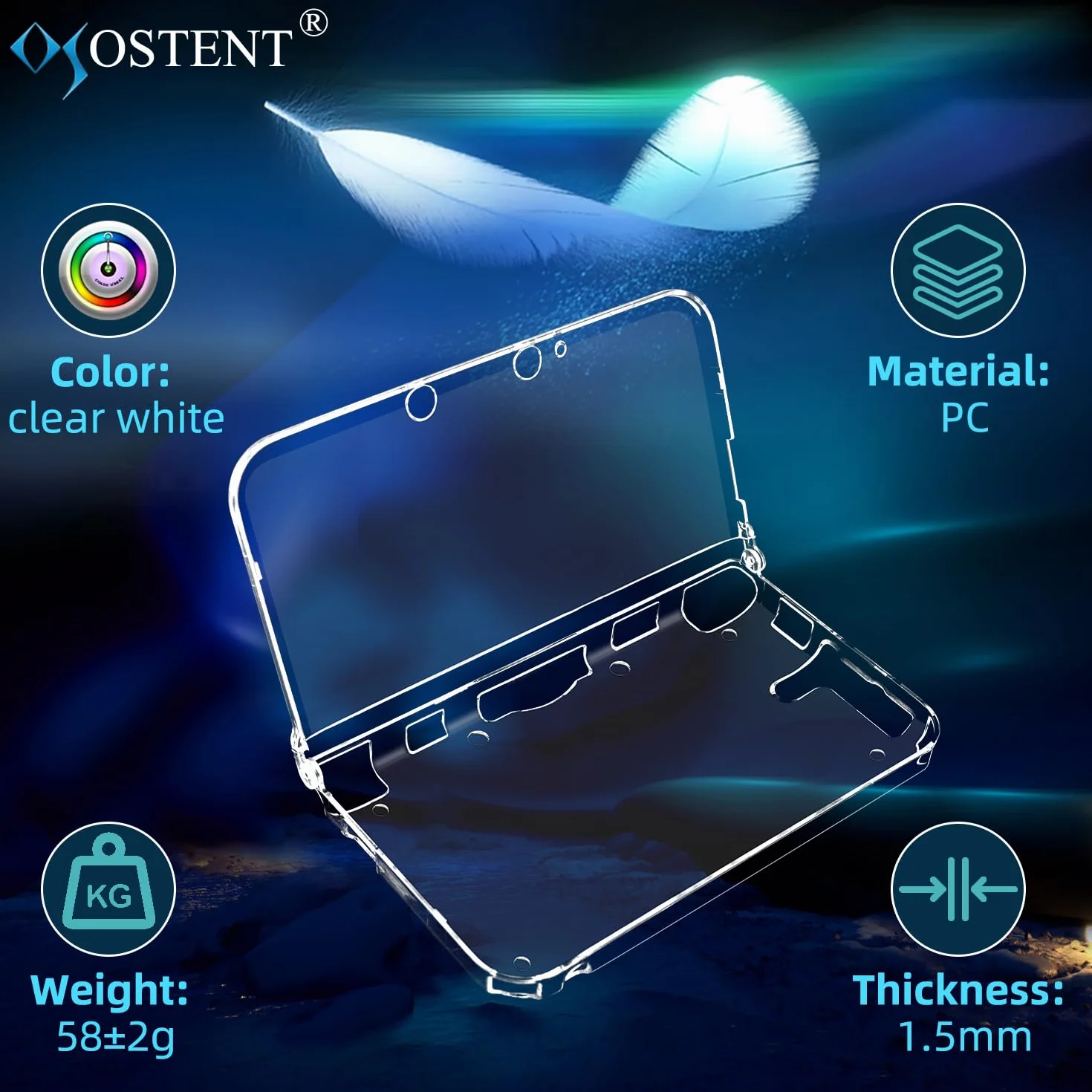 OSTENT Etui ochronne Crystal Hard Guard Case Cover Skin Shell do Nintendo 3DS XL LL kolor przezroczysty biały