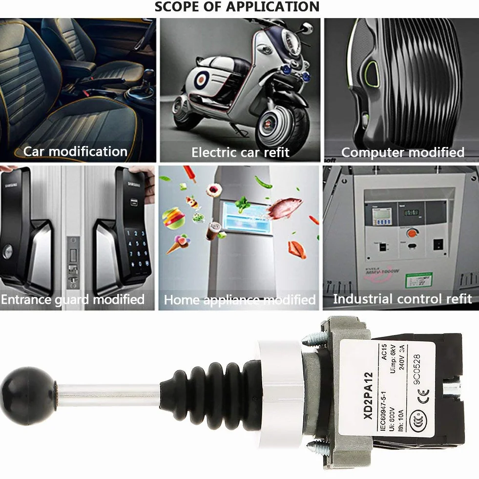 Joystick Switch, AC 3000 V 2 NO chwilowy 2-pozycyjny monolever zamiennik przełącznika joystick dla XD2PA12, sprężynowy drążek radosny