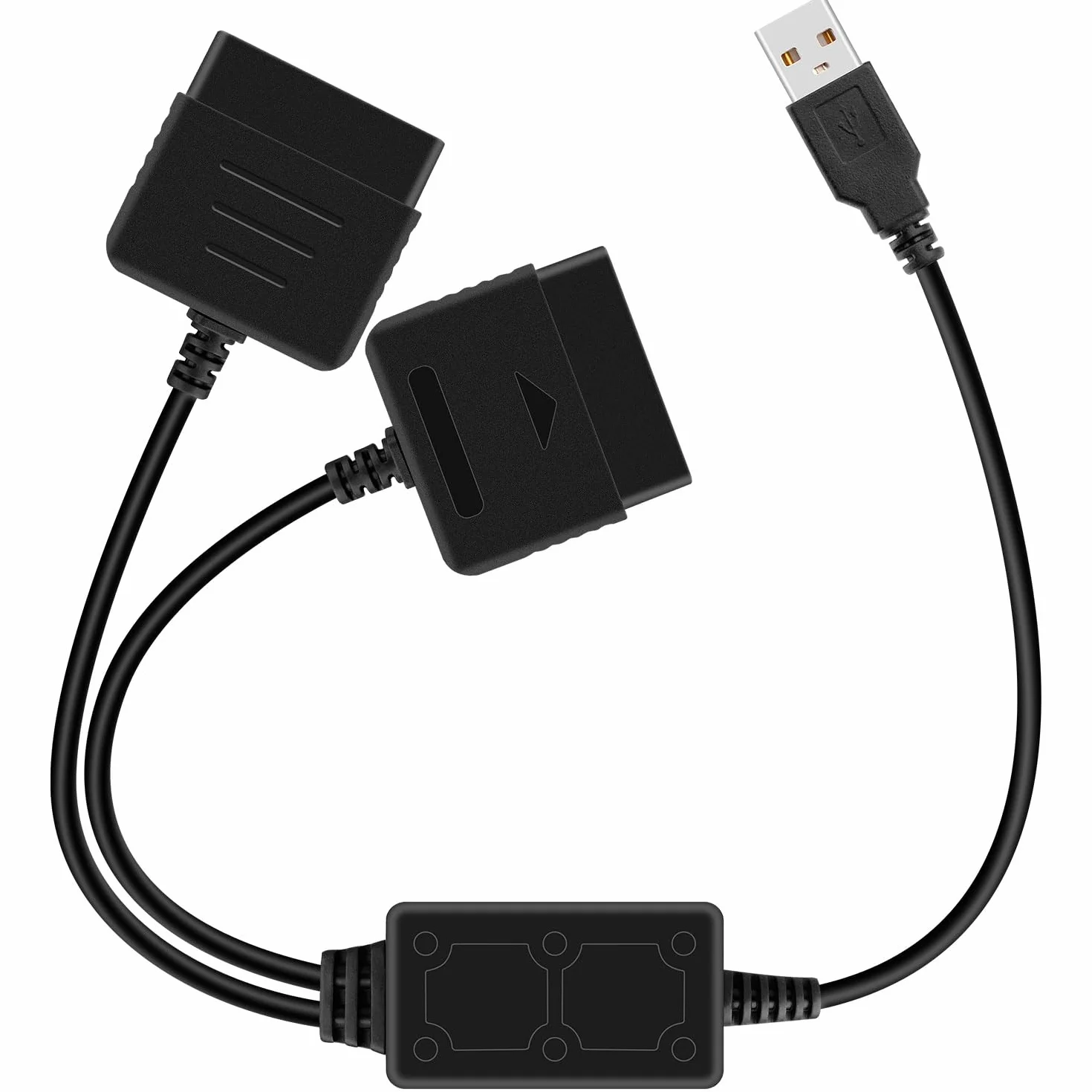 OSTENT Przejściówka USB, kabel przejściowy dla przewodowego kontrolera Sony PS1 PS2 Gamepad Joystick do PC - Kolor Czarny