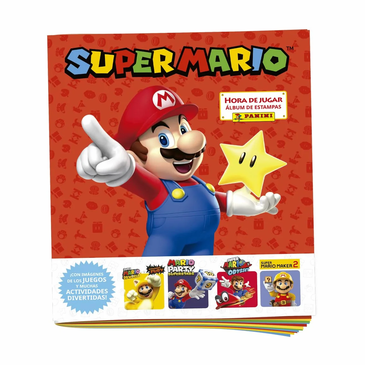 Panini Super Mario Playtime Sticker Collection Album na Naklejki, Papier, Wielokolorowy, 176 Sztuk