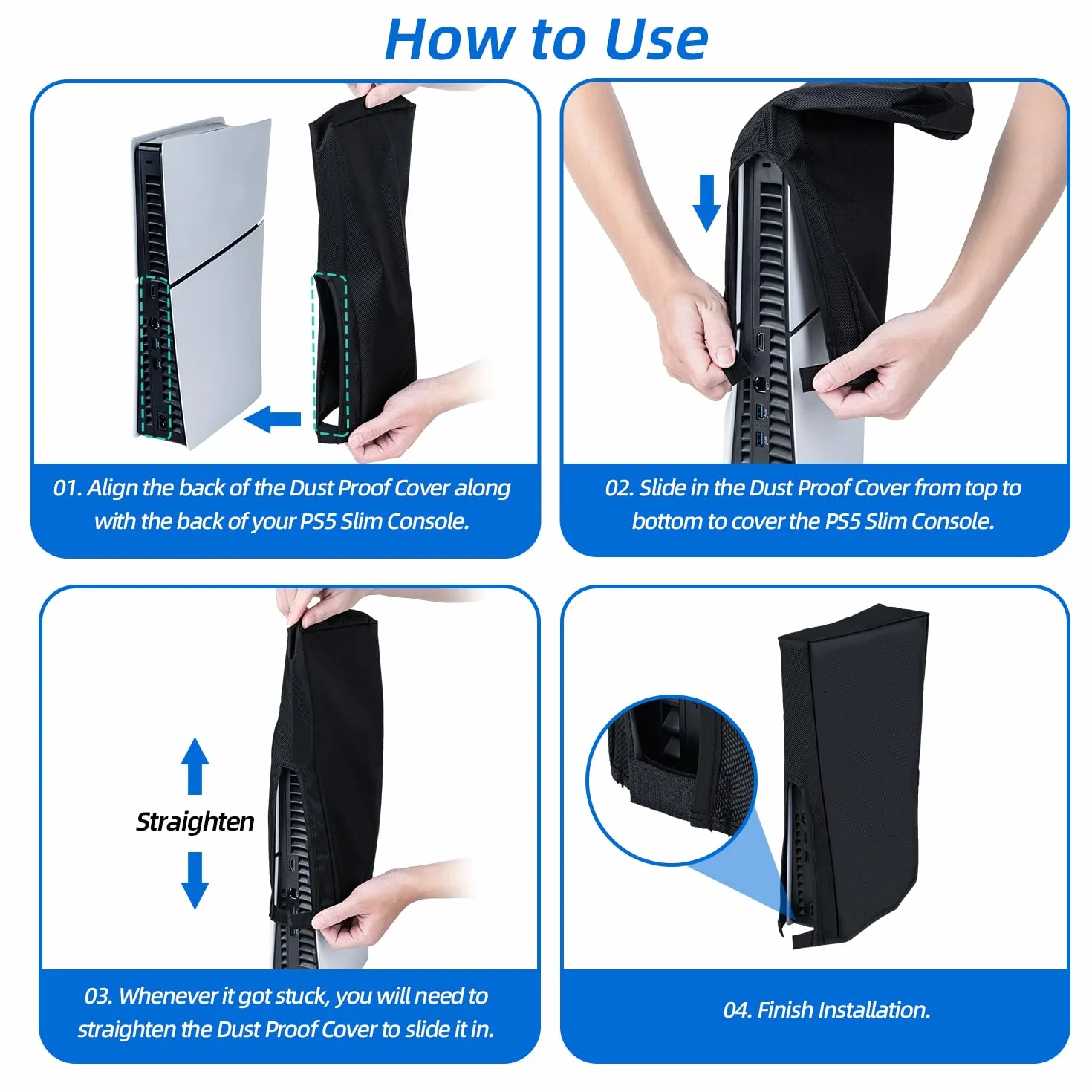 Etui ochronne na konsolę PS5 Slim, odporne na zachlapanie i ochrona przed kurzem do konsoli PlayStation 5 Slim Digital Edition/Disc, nie pasuje do PS5/PS5 Pro (czarne)