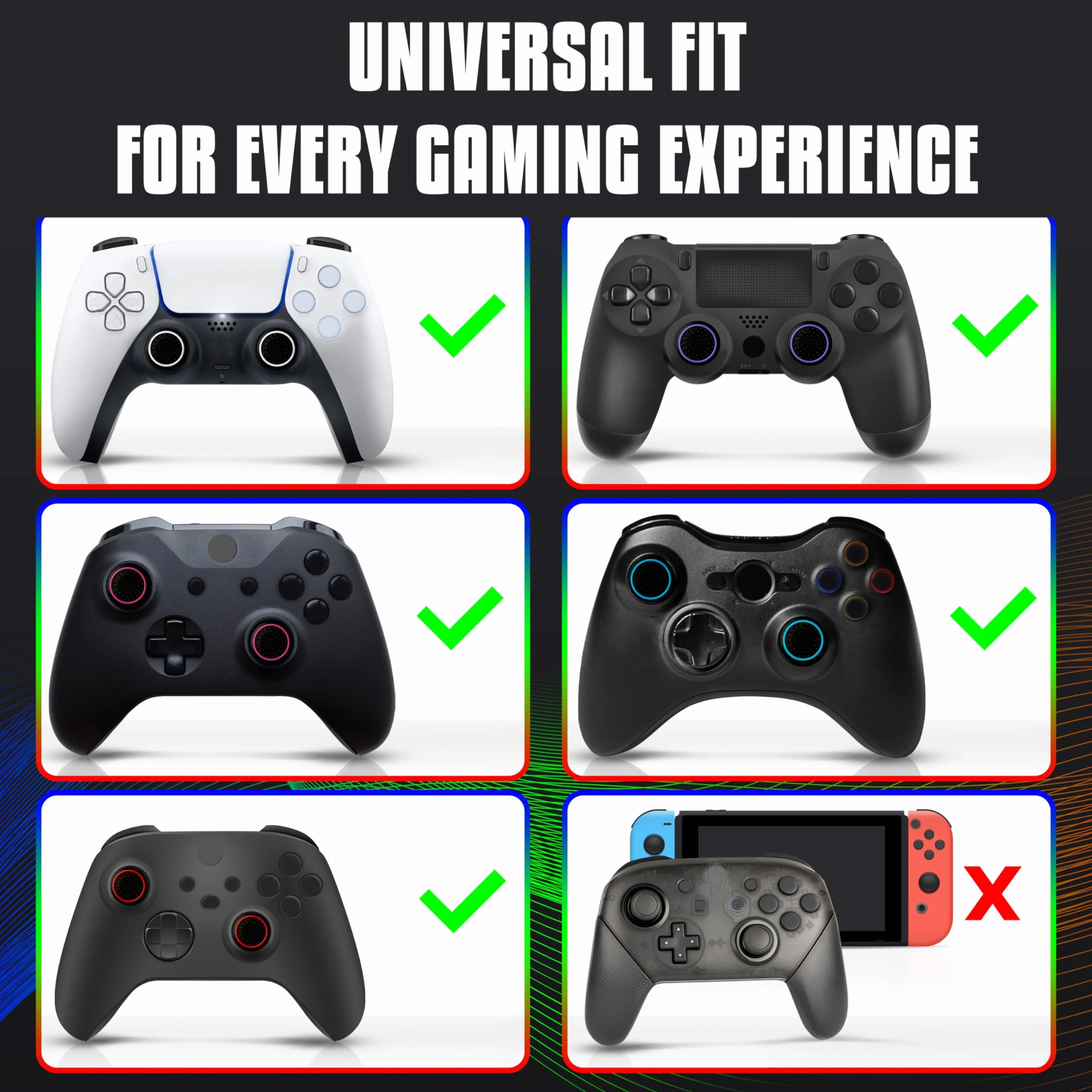 MatoSan® Zestaw 4 Nakładek na Drążki Analogowe – Kompatybilne z PS5 – Antypoślizgowe Nakładki na Thumbstick – Akcesoria Gamingowe do Kontrolerów