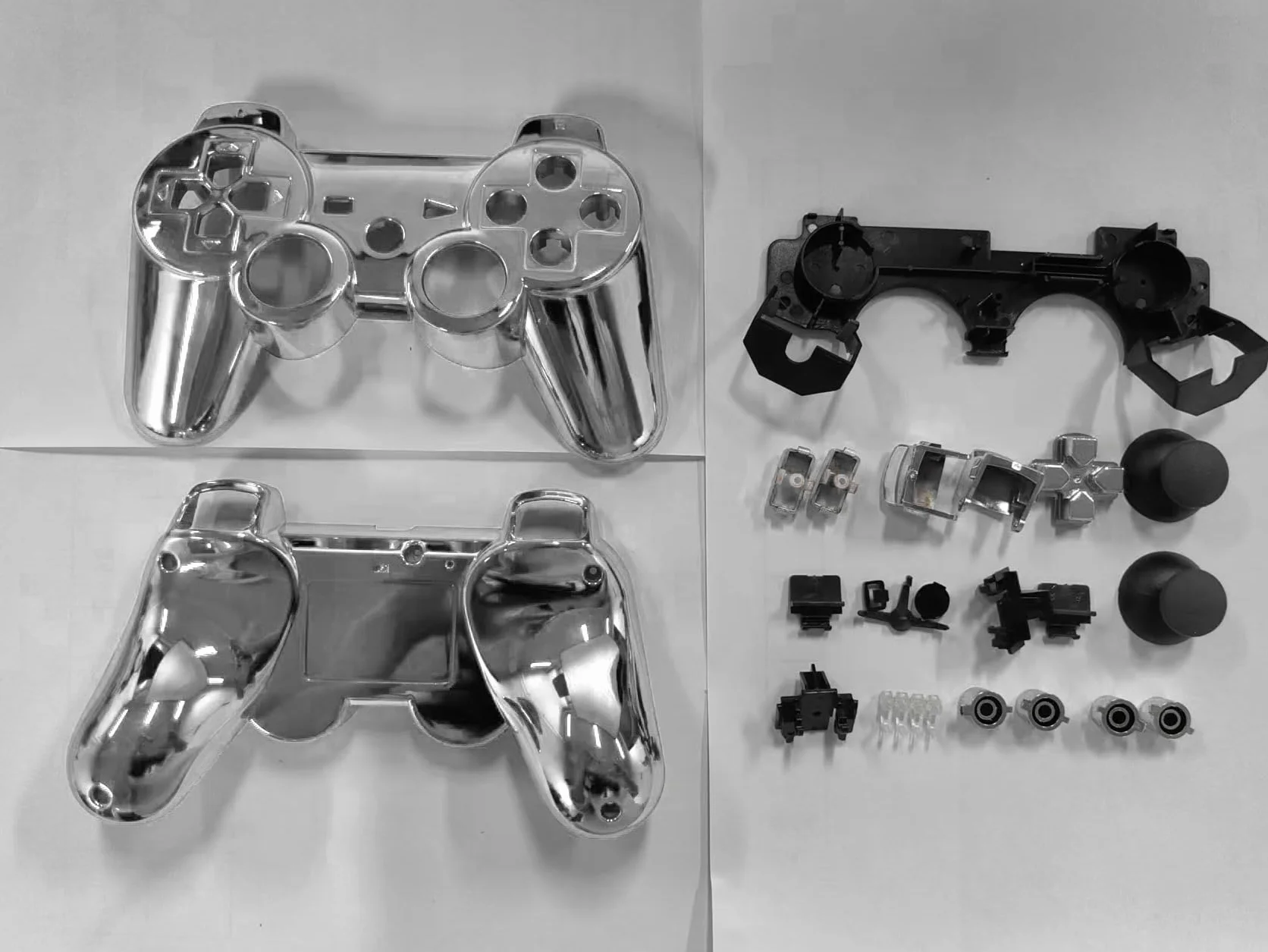 OSTENT Full Controller Shell obudowa Button Kit kompatybilny z kontrolerem Sony PS3 Bluetooth - kolor srebrny