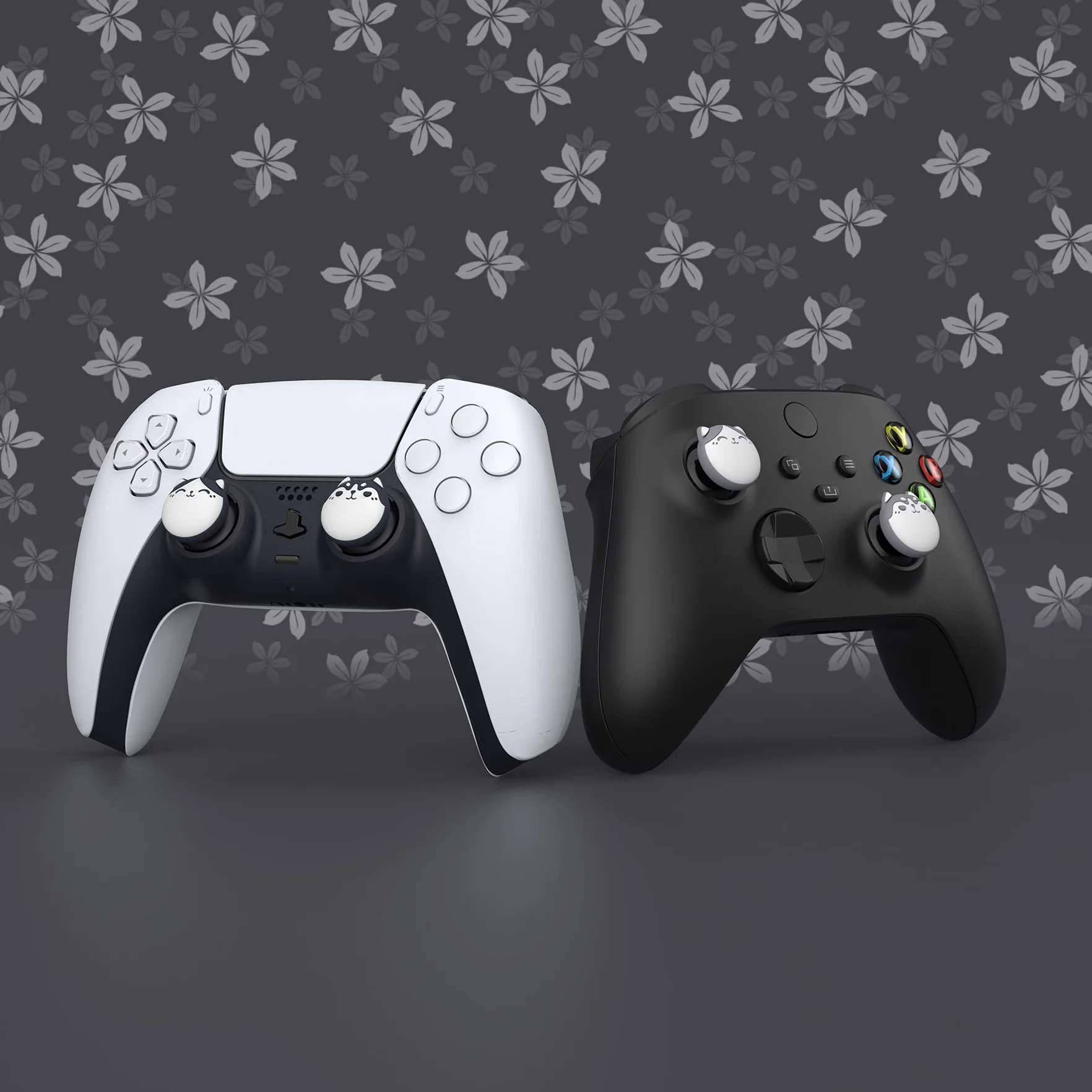PlayVital 4PCS Thumb Grip Caps do ps5 Controller Nakładki na kciuk do ps4,Analogowa Osłona Sztyftu kompatybilny z Xbox Series X/S,Uchwytami na Kciuki do Switch Pro-Granatowy&Jasny Szary
