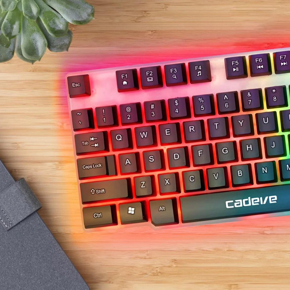 Retoo Klawiatura gamingowa z dynamiczną diodą RGB LED, trwała i ergonomiczna membrana QWERTY do komputera, precyzyjne i słyszalne przyciski multimedialne, do gier, 43,5 x 14,5 x 2,5 cm