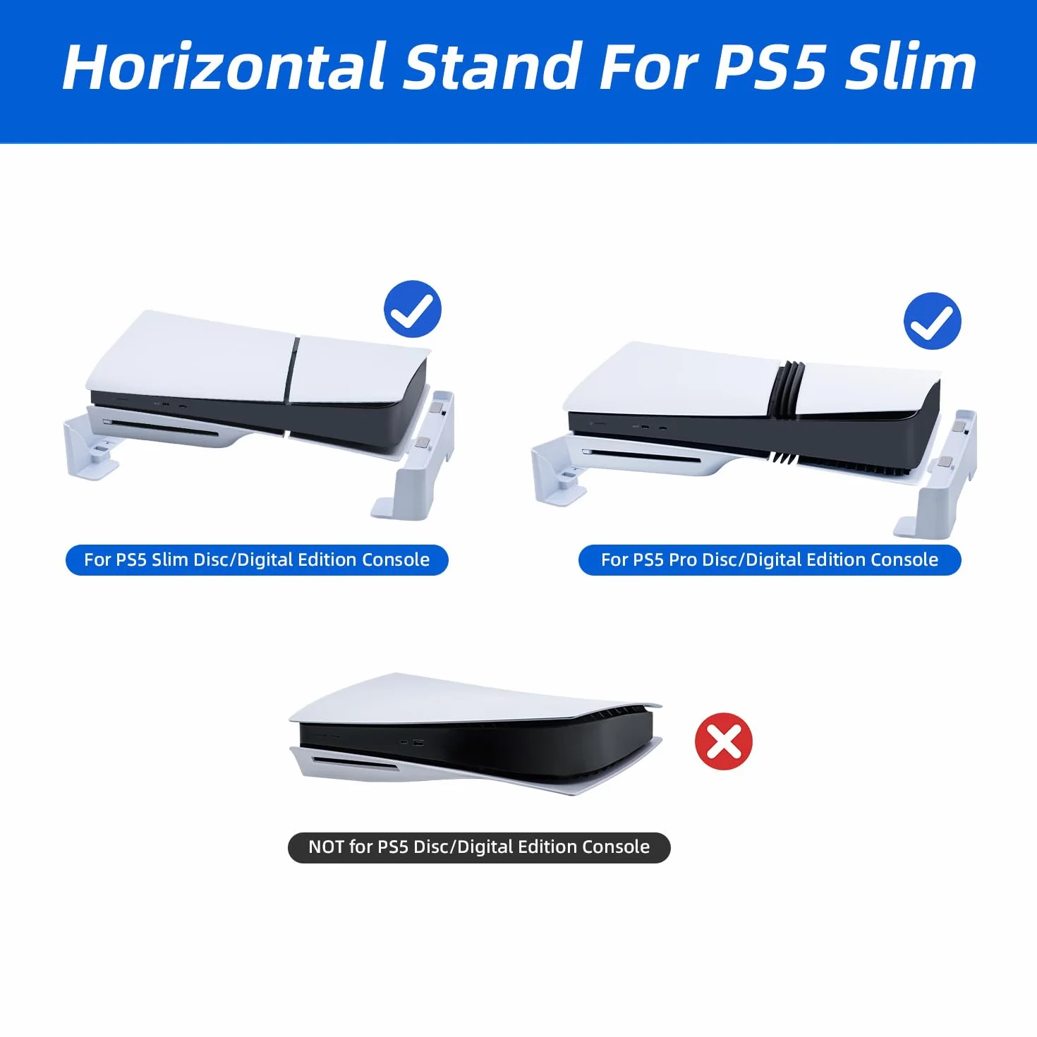 Wigearss PS5 Slim PS5 Pro uchwyt poziomy, stojak poziomy do konsoli PS5 Slim/PS5 Pro, nie pasuje do PS5