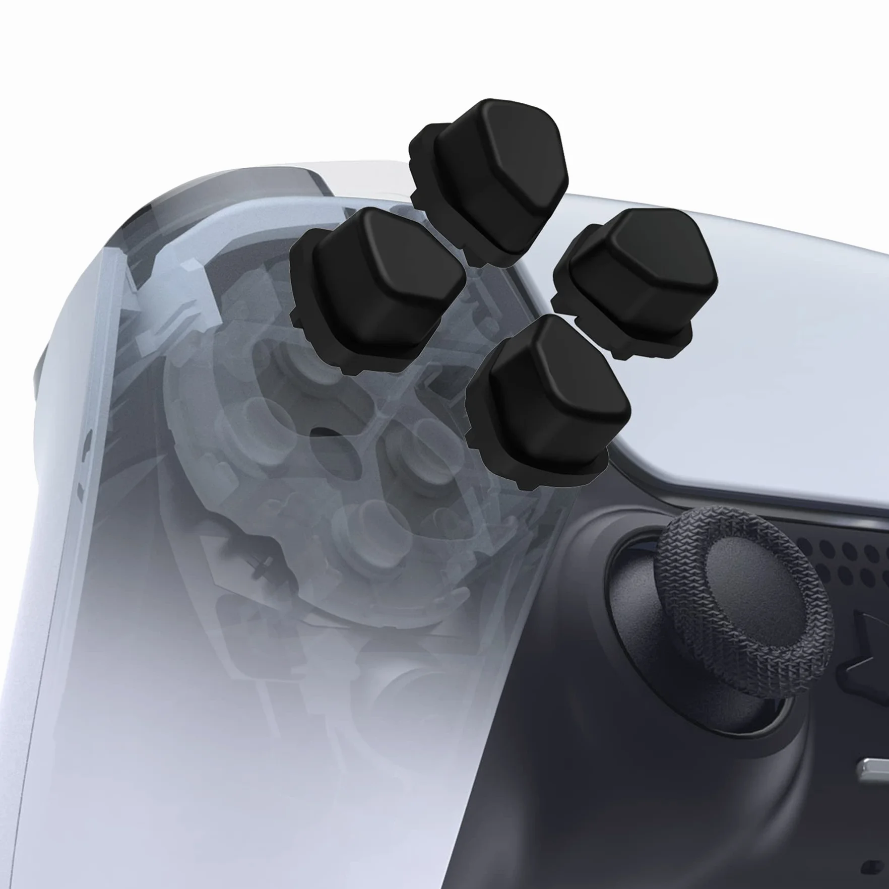 eXtremeRate Ergonomiczne Podzielone Przyciski Dpad dla PS5/PS4 Controller - Czarny Niezależny Direction Pad Wszystkich Modeli (Bez Kontrolera)