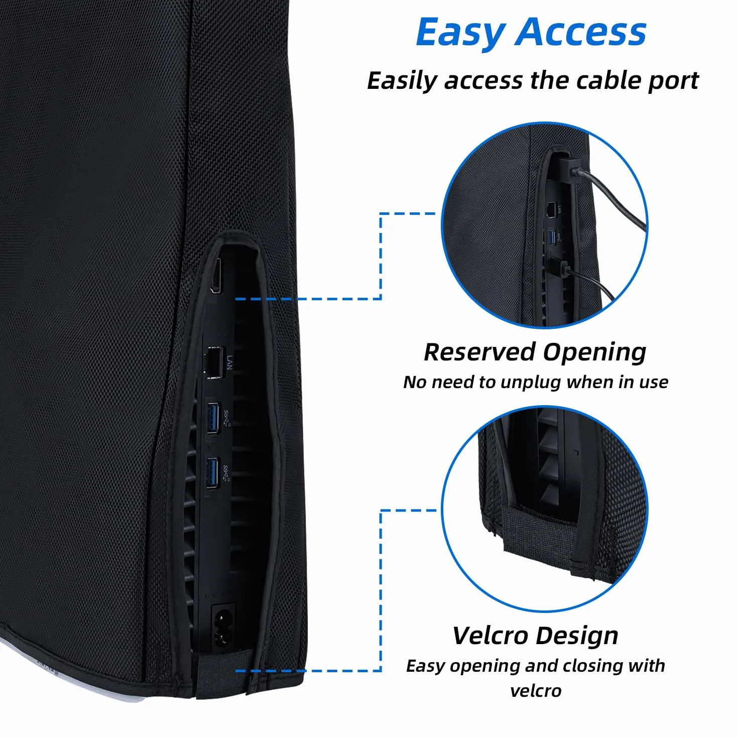 Etui ochronne na konsolę PS5 Slim, odporne na zachlapanie i ochrona przed kurzem do konsoli PlayStation 5 Slim Digital Edition/Disc, nie pasuje do PS5/PS5 Pro (czarne)