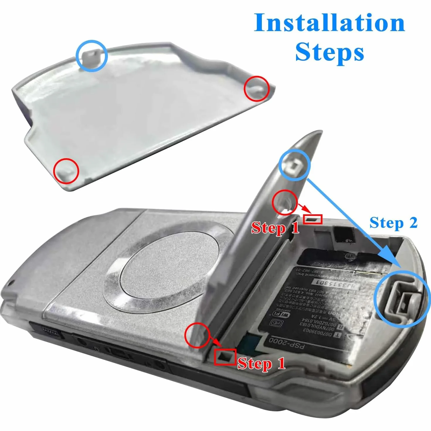 OSTENT Battery Protector Cover Repair Części zamienne Kompatybilny z Sony PSP 2000/3000 - Kolor Czarny