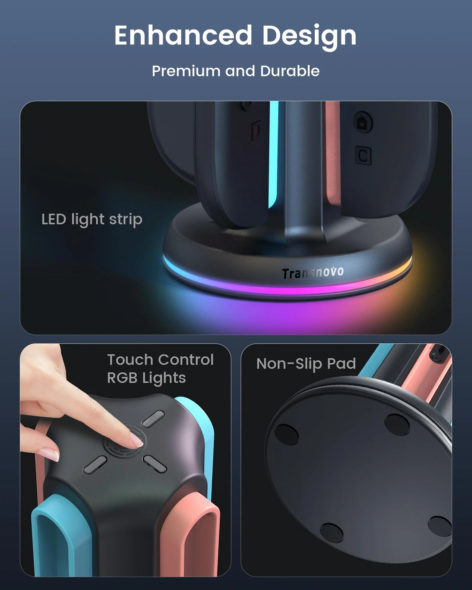 TRANSNOVO Stacja ładująca kompatybilna z Nintendo Switch 2, 4-gniazdowa magnetyczna szybka ładowarka do przełącznika 2 kontrolerów Joycon, bezkierunkowe wkładanie, 9 trybów RGB LED, kabel USB-C w