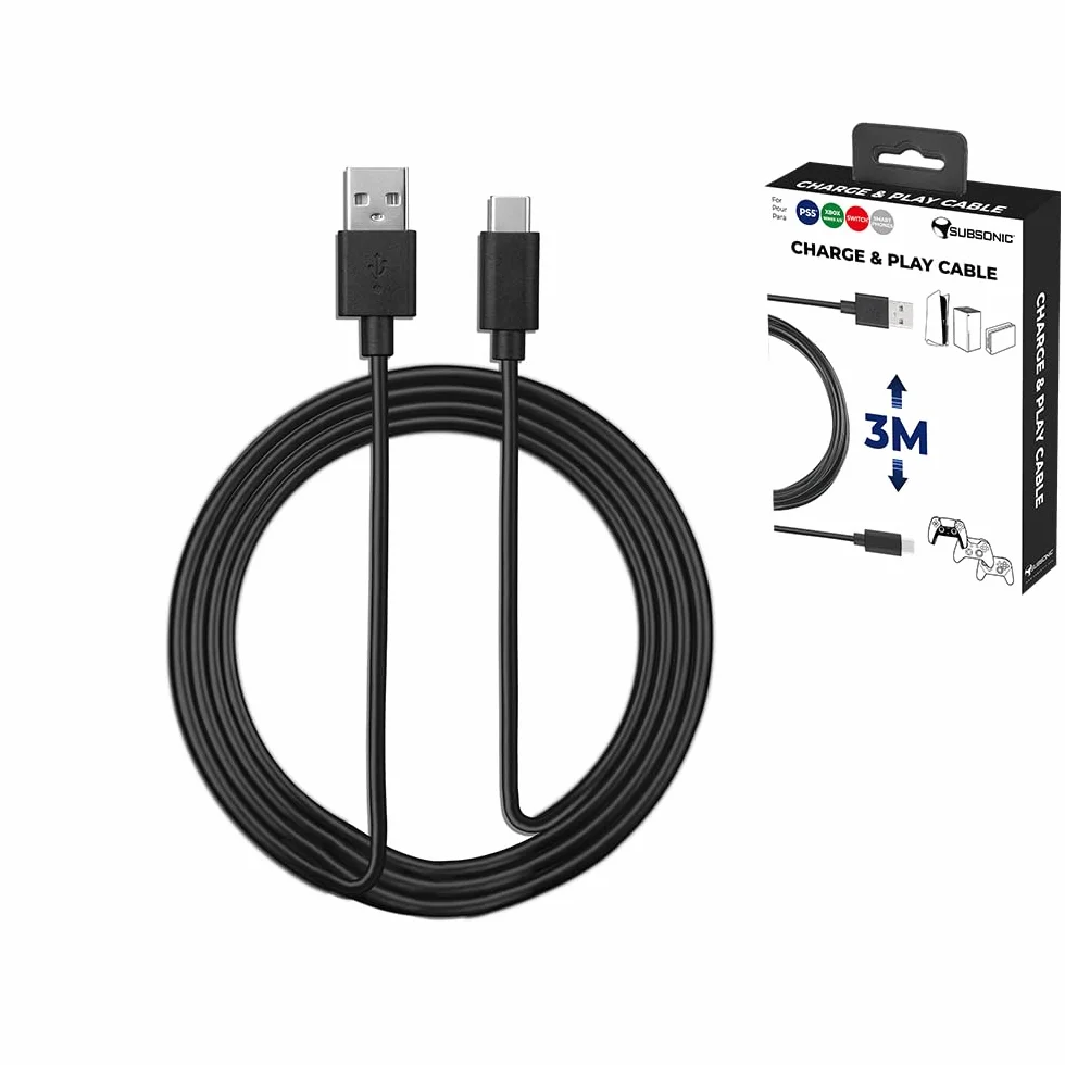 Subsonic - Akcesoria - 3-metrowy kabel USB C XXL do kontrolera Dual Sense PS5 - Playstation 5