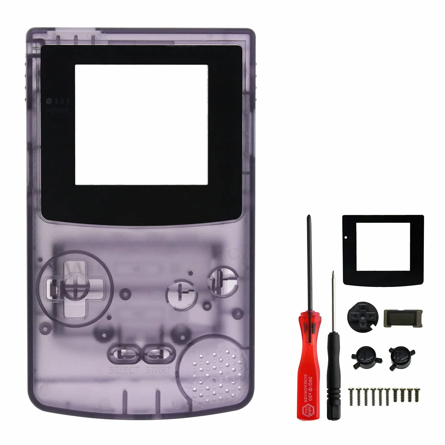 OSTENT Kompletna Obudowa Zastępcza do Nintendo GBC Gameboy Color konsoli, kolor przezroczysty fioletowy