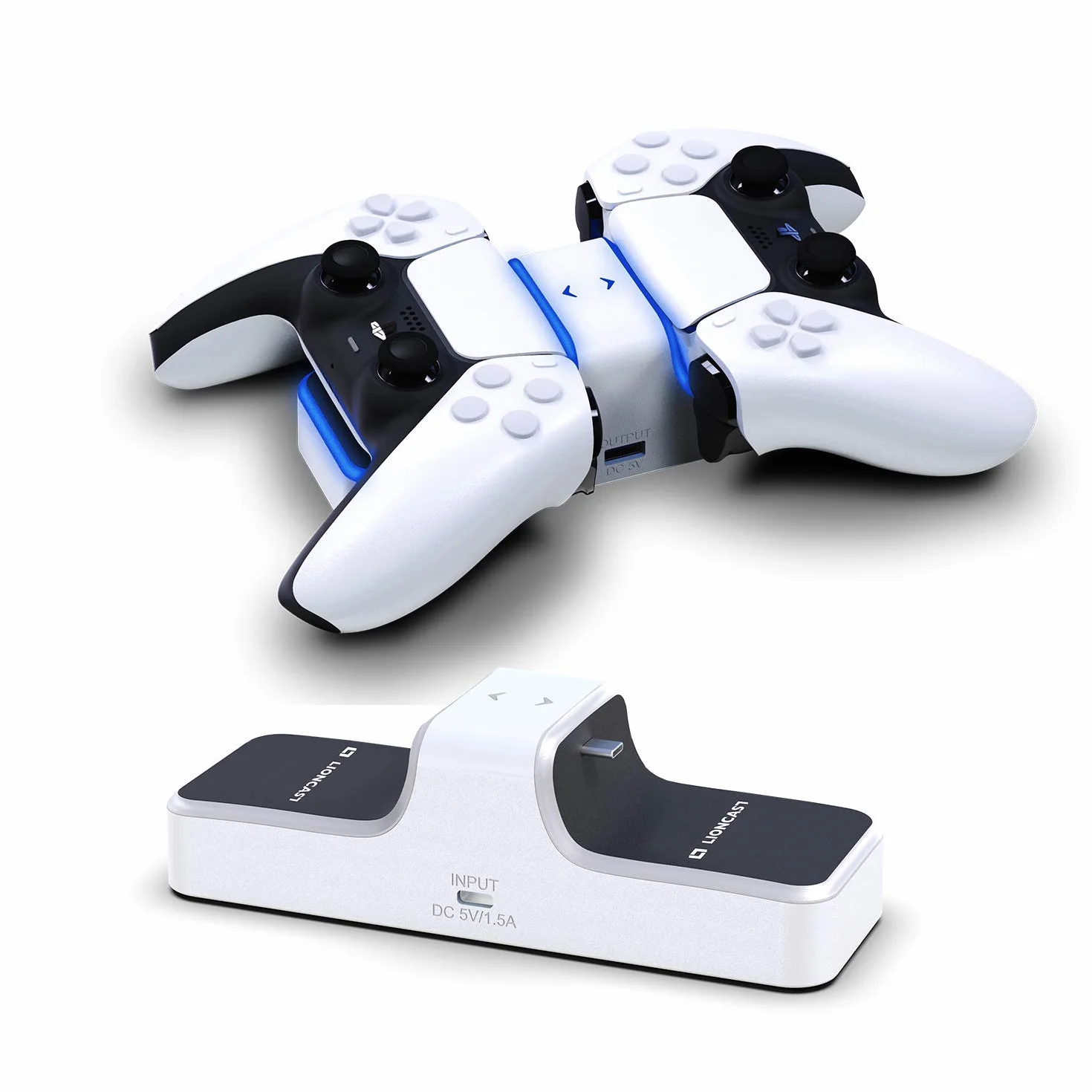 Stacja ładująca Lioncast PS5 z wyświetlaczem LED | PS5 Kontroler ładowarka do oryginalnej konsoli Sony PlayStation 5 | Akcesoria PS 5 | Bezprzewodowy kontroler DualSense