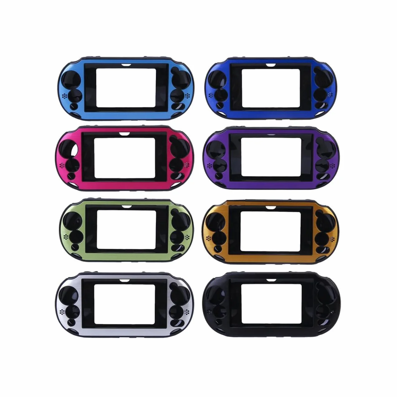 OSTENT Kolorowe metaliczne aluminiowe skórzane etui ochronne kompatybilne z Sony PS Vita PSV PCH-2000 - kolor czarny
