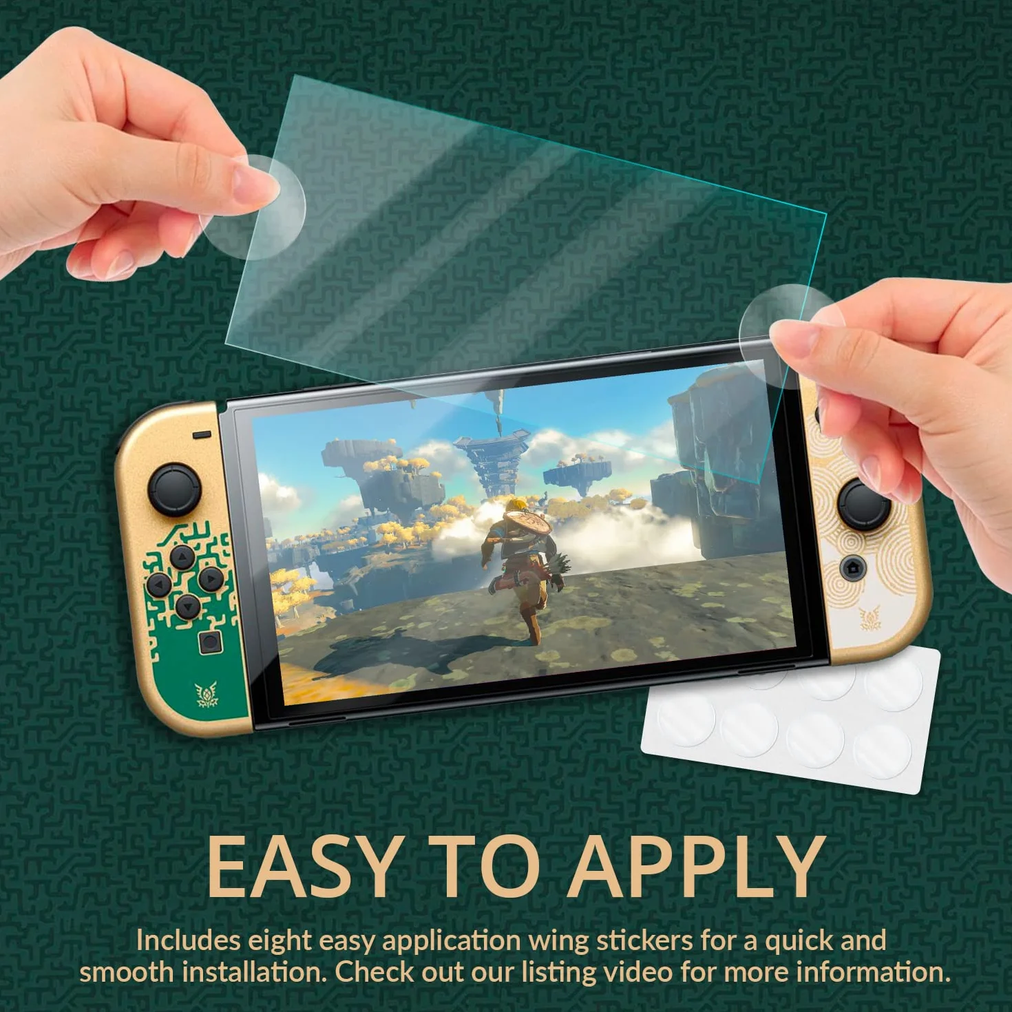 Orzly Zestaw ochraniaczy ekranu do konsoli Nintendo switch OLED model 2021-4-pakowe szkło hartowane z akcesoriami do łatwej instalacji Dożywotnia edycja