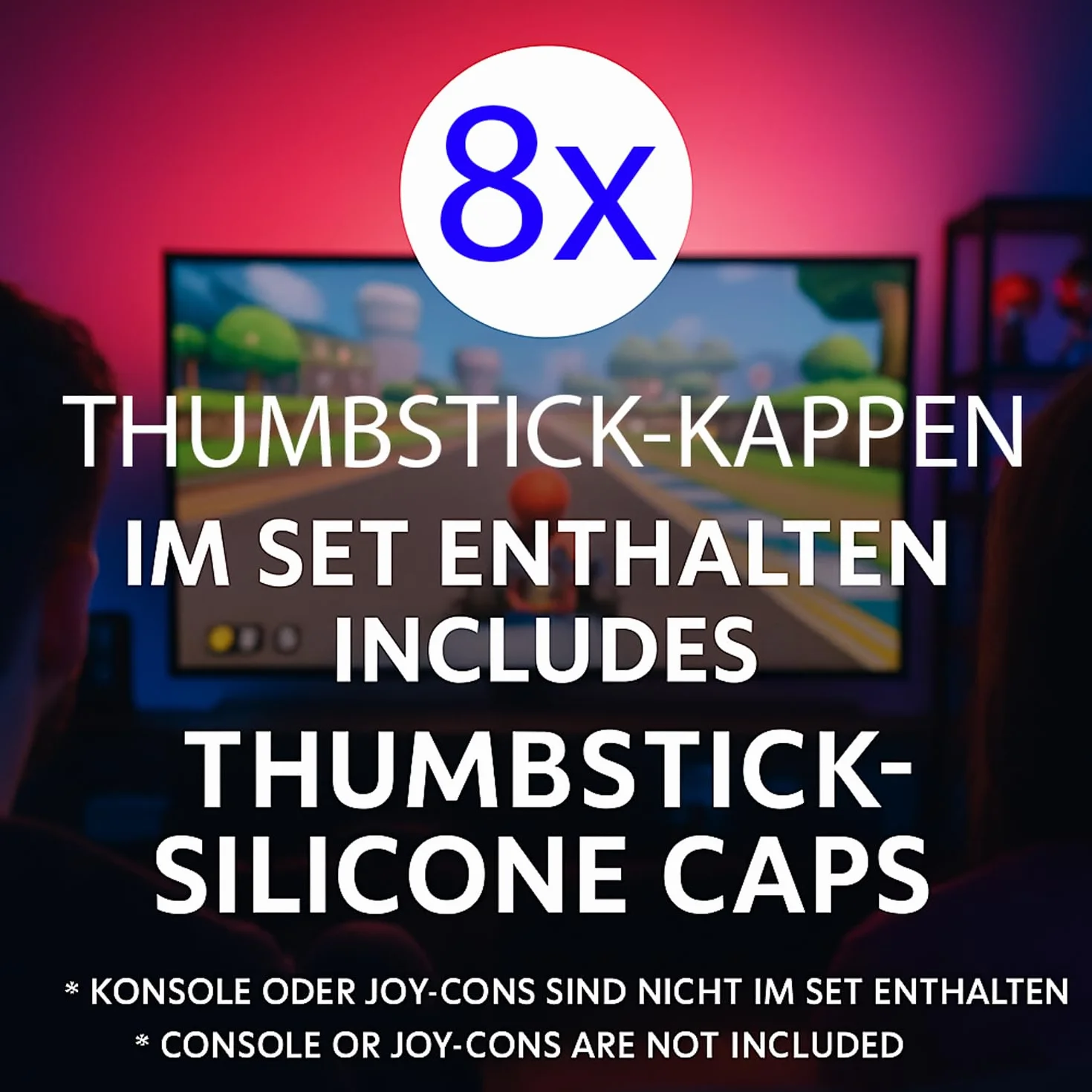 MatoSan 8 x silikonowe nakładki na Thumbsticks – kompatybilne z przenośnymi kontrolerami, modelami Steam Deck & Lite – ochrona Thumbstick i akcesoria – kolorowe nakładki joystick