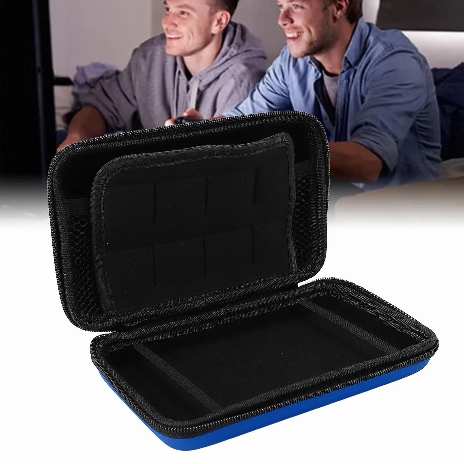 Fafeicy Konsole Gier, Obudowa Podróżna, Przenośne Kieszenie Wewnętrzne -game -game Chonsole Wsparcie Przycisk Wodoodporność dla Nowych 2DS XL (BLUE)