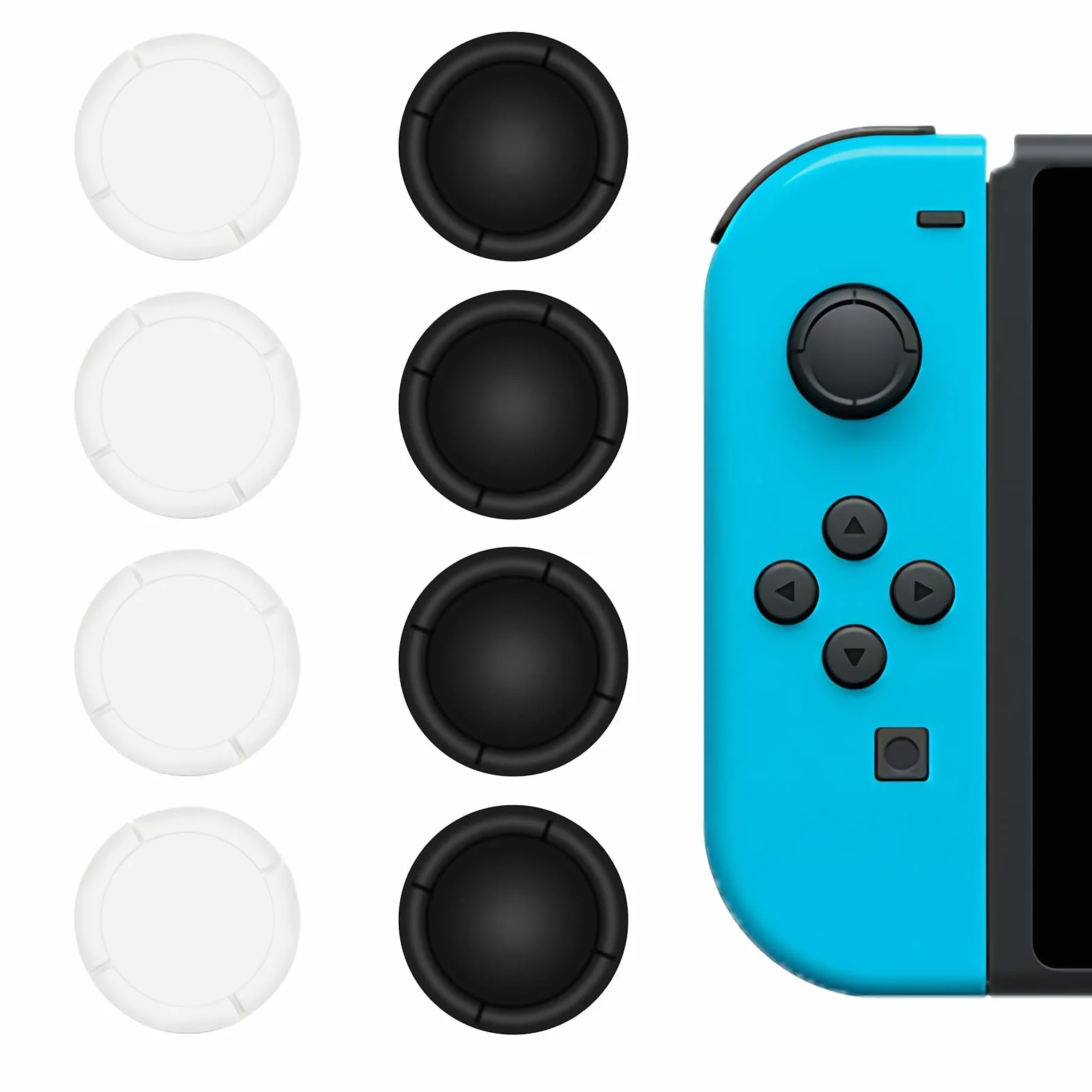 8 silikonowych nakładek ochronnych na kontroler Switch/Lite Analogowy uchwyt kciuka, uchwyty na kciuki, antypoślizgowe nakładki na joysticki 3D, czarno-białe