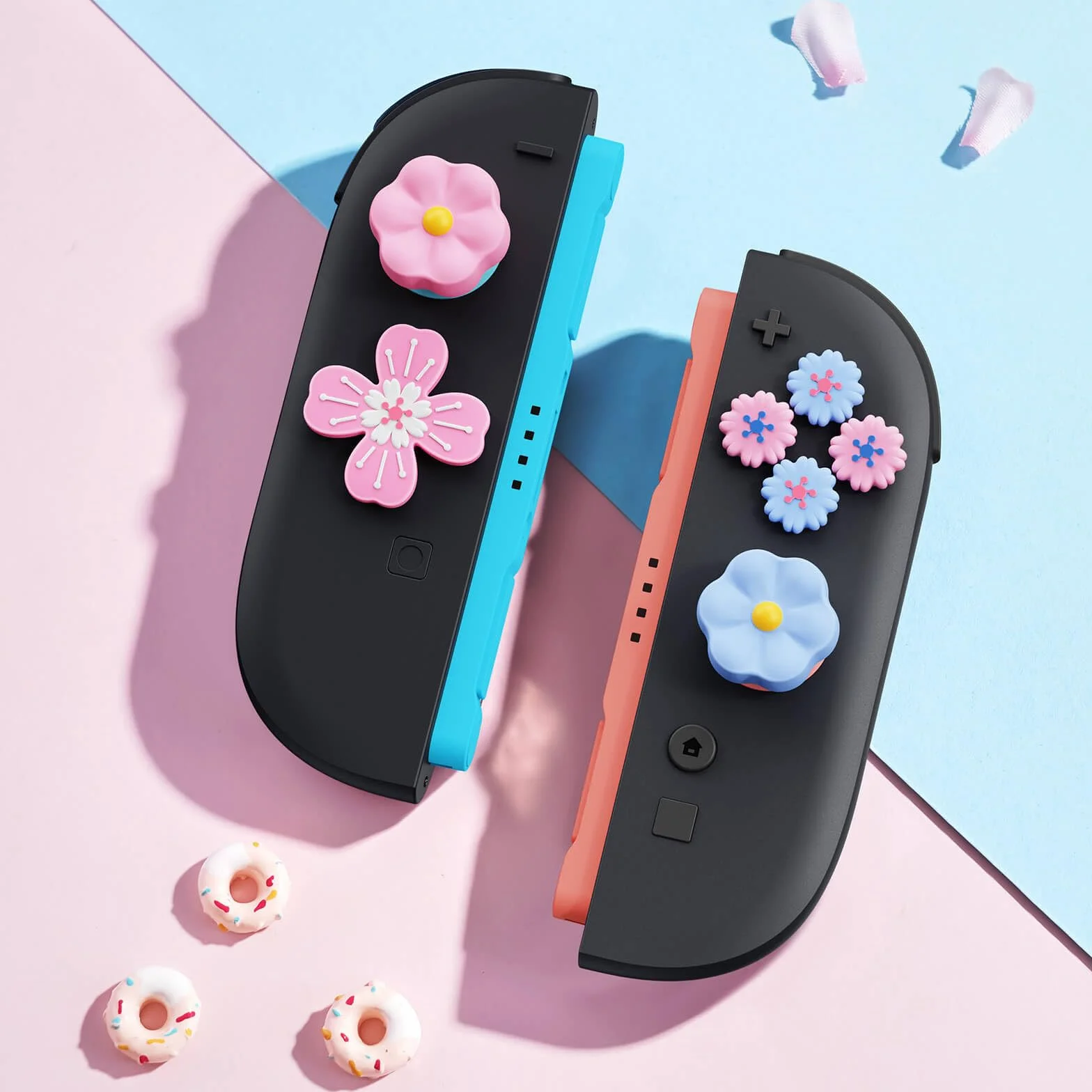 JEMDO Joystick nakładki kompatybilne z Nintendo Switch 2 (2025) – zestaw 7 szt. silikonowych uchwytów na kciuki, antypoślizgowe nakładki na sztyfty, nadają się do sterowania Joy-Con, różowe i