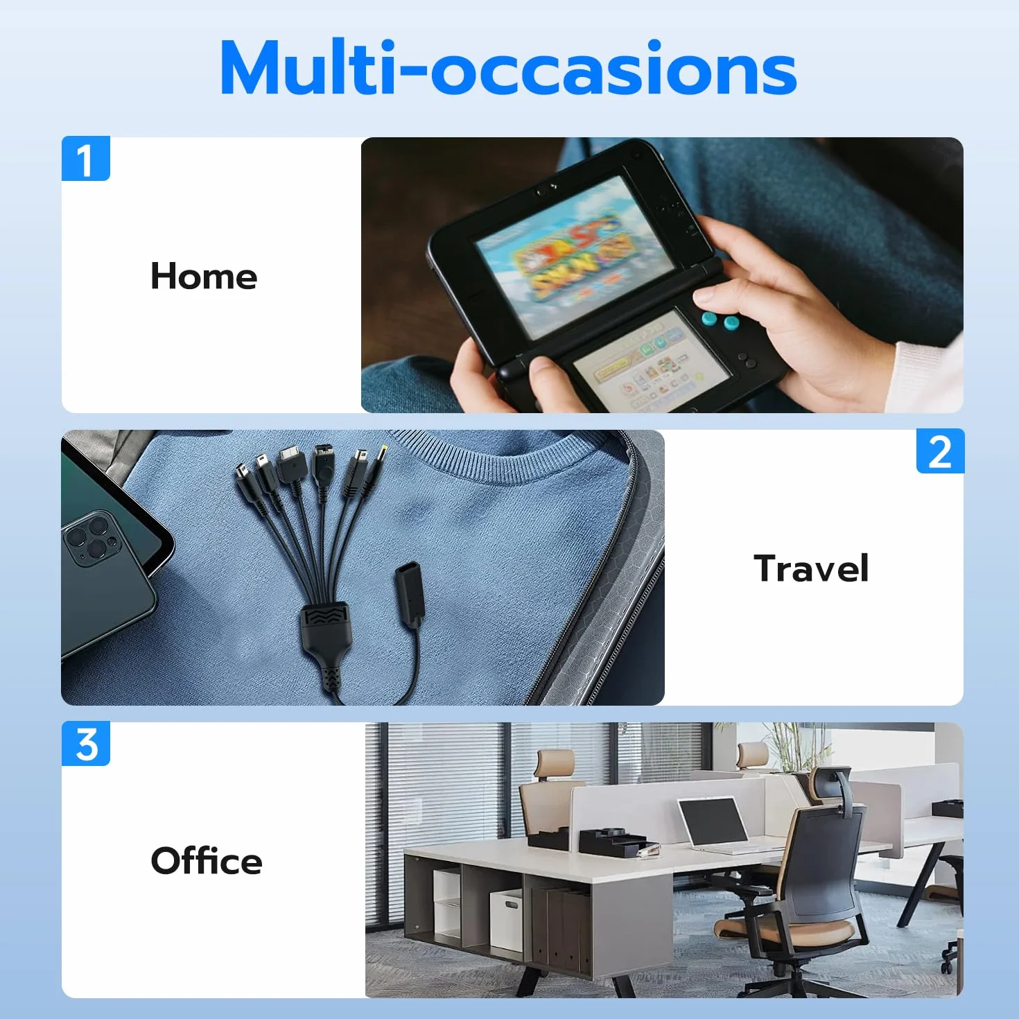 Mcbazel Kabel ładujący 6 w 1 typ C do NS DSi, 3DS, 2DS (w tym XL i nowe modele), DS, DS Lite, WII U, GBA SP, PSP1000 2000, 3000, PS VITA1000