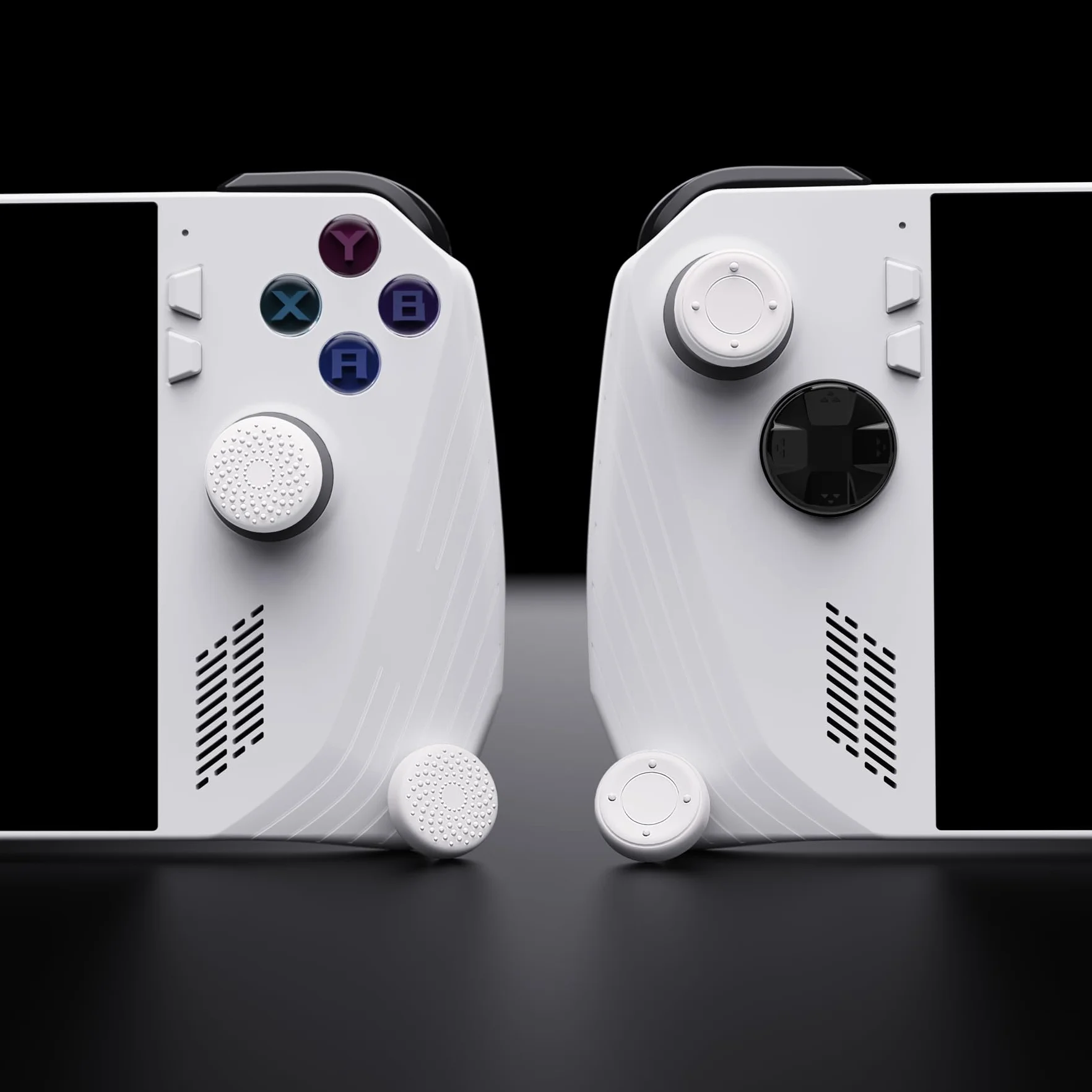 PlayVital Nakładki na Kciuki Thumb Grip Caps do ROG Ally,Silikonowe Uchwytami na Joysticki do ROG Ally,Analogowa Osłona Sztyftu do ROG Ally-Biały(Podniesione Kropki & Ćwiekami Design)