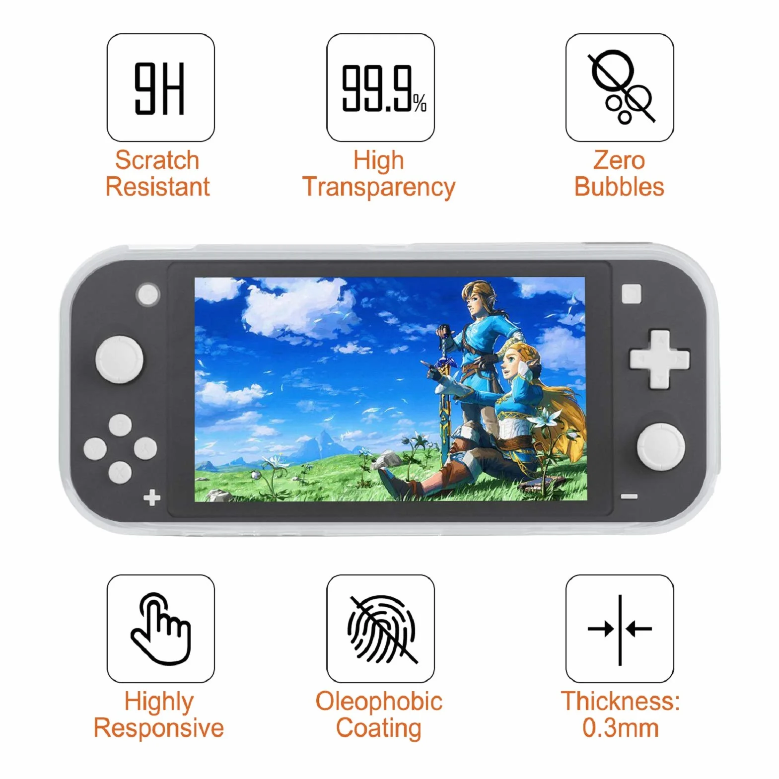 REDTRON Etui ochronne na Nintendo Switch Lite, komfortowe etui z tworzywa TPU z osłoną ekranu ze szkła hartowanego i nakładkami na kciuk do konsoli Nintendo Switch Lite 2019