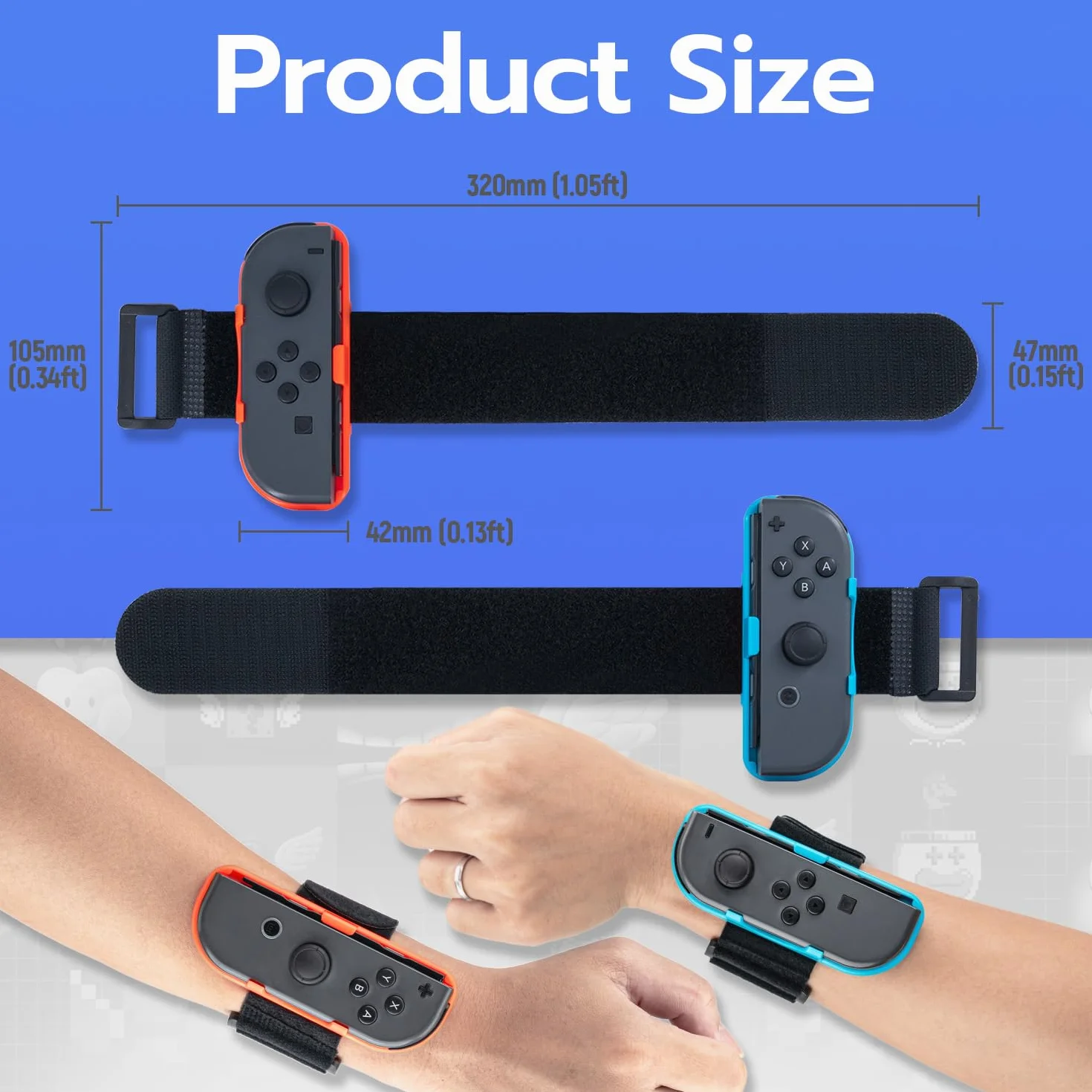 Mcbazel Switch Dance Regulowany Pasek na Nadgarstek do Paska na rękę Kontrolera NS Switch Joycon - 1 para
