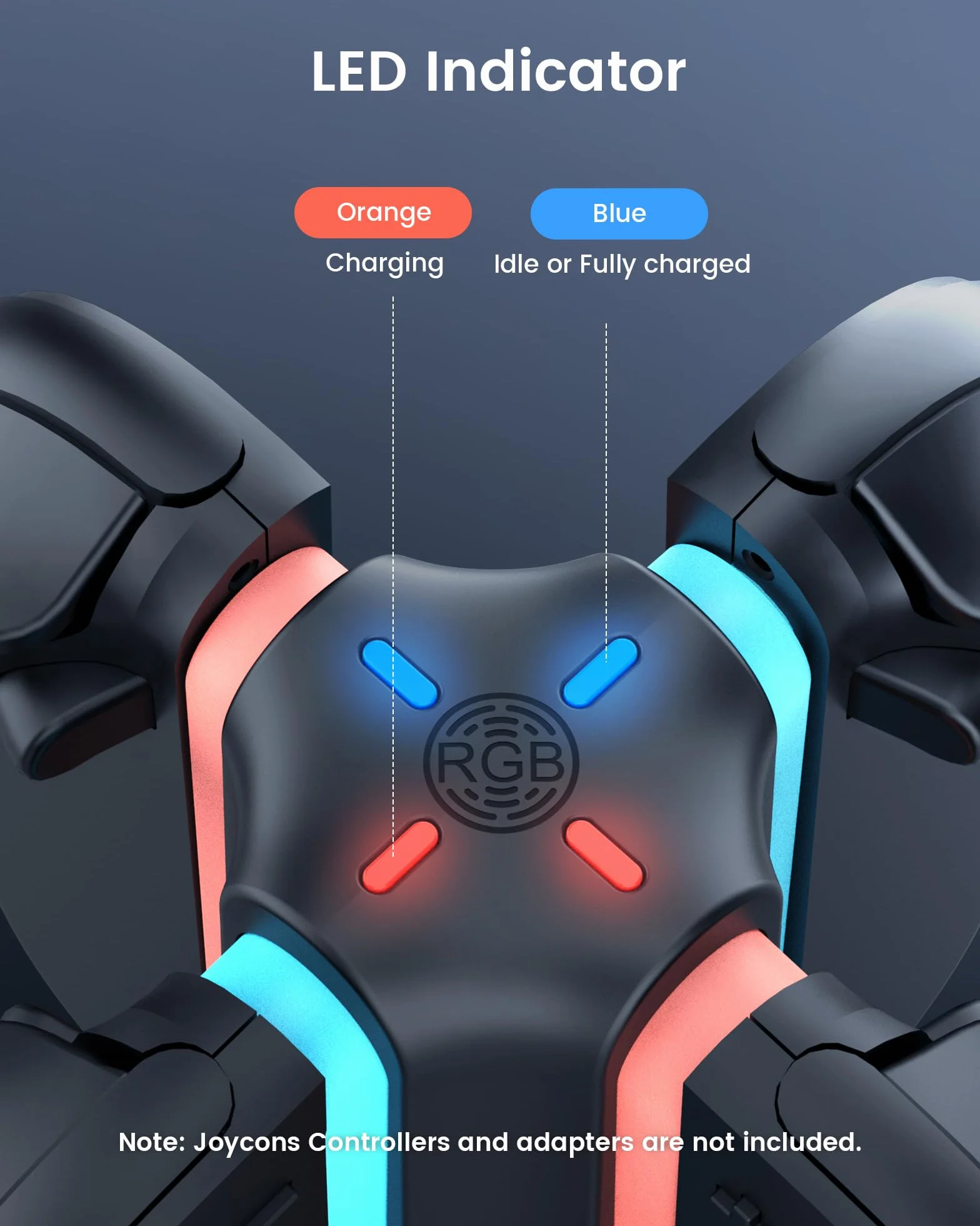 TRANSNOVO Stacja ładująca kompatybilna z Nintendo Switch 2, 4-gniazdowa magnetyczna szybka ładowarka do przełącznika 2 kontrolerów Joycon, bezkierunkowe wkładanie, 9 trybów RGB LED, kabel USB-C w
